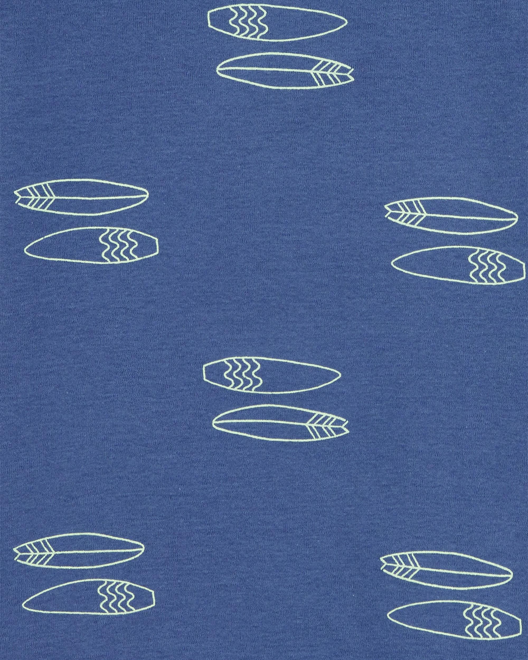 Carter's Kid 4-Piece Shark Surfboard 100% Snug Fit Cotton Pajamas - Blue