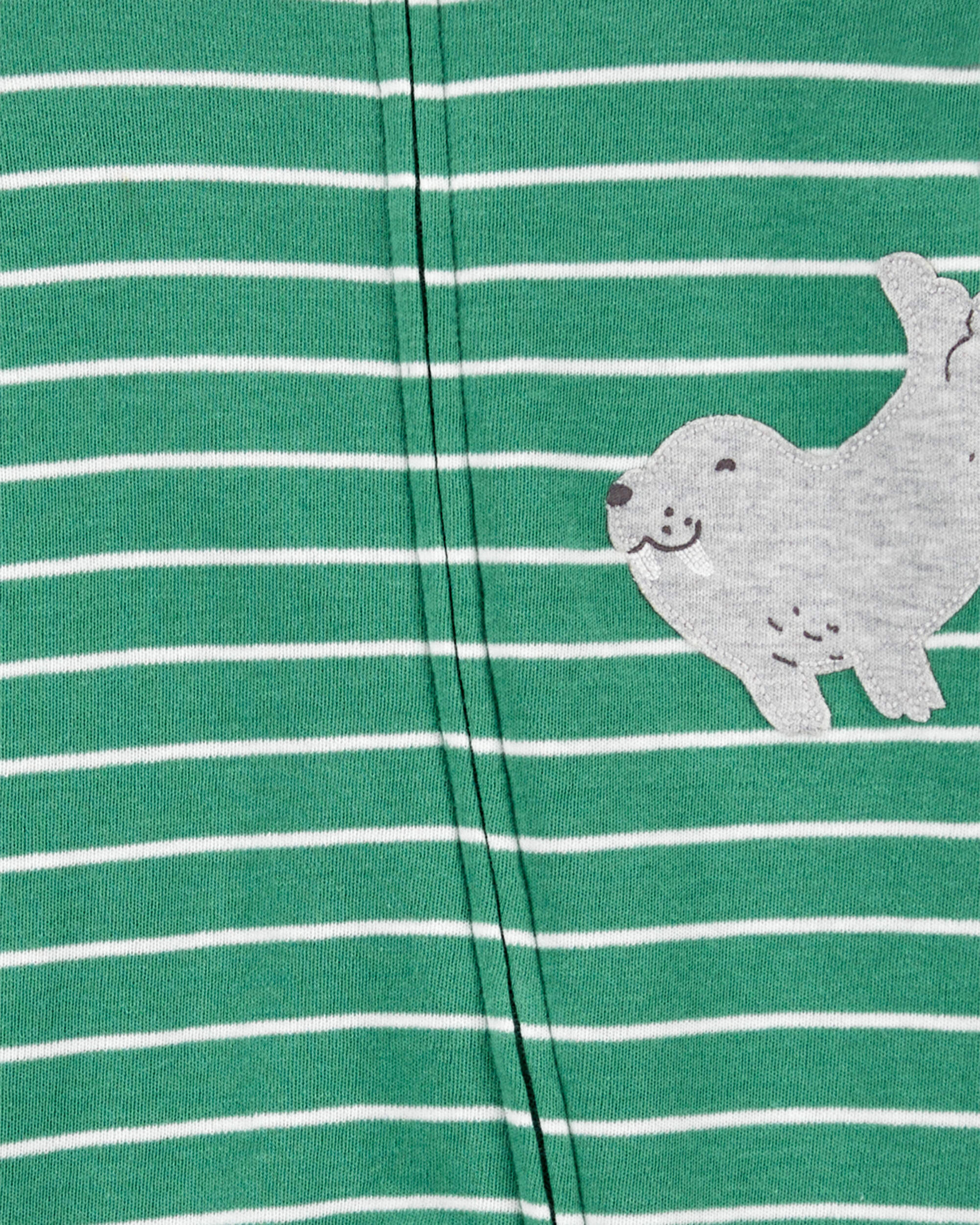 Carter's Baby Boy Striped Walrus 2-Way Zip Sleep & Play Pajamas