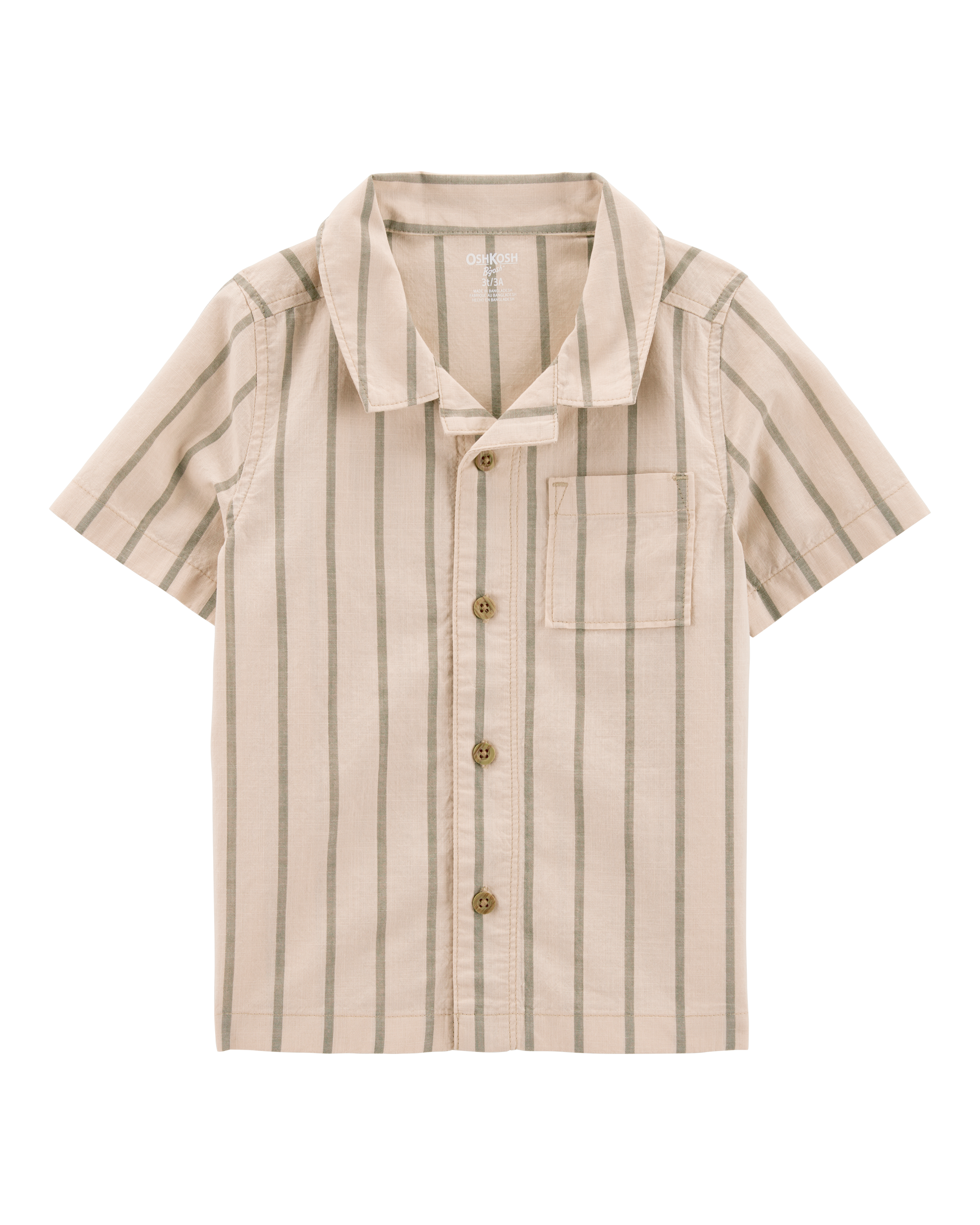Carter's Baby 2-Piece Striped Button-Down Shirt & Drawstring Shorts Set - Khaki