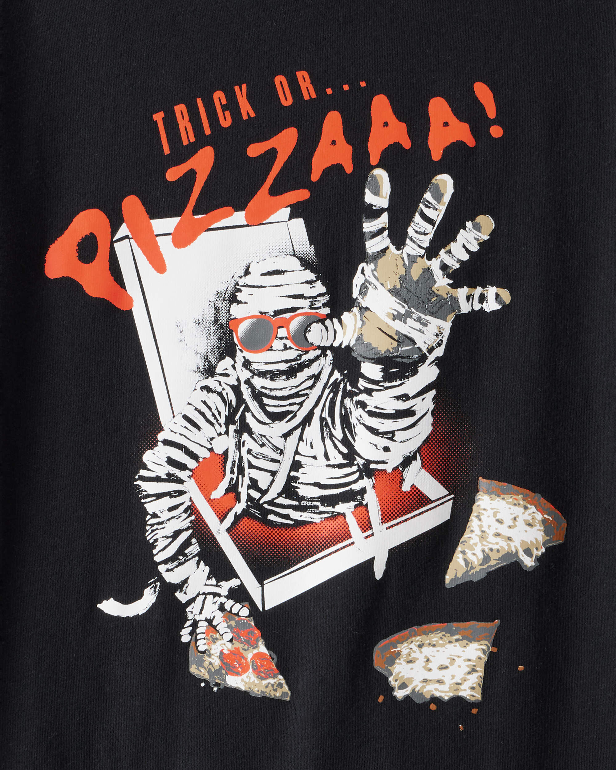 Carter's Boys Halloween Trick Or Pizza Long-Sleeve Graphic Tee - Black