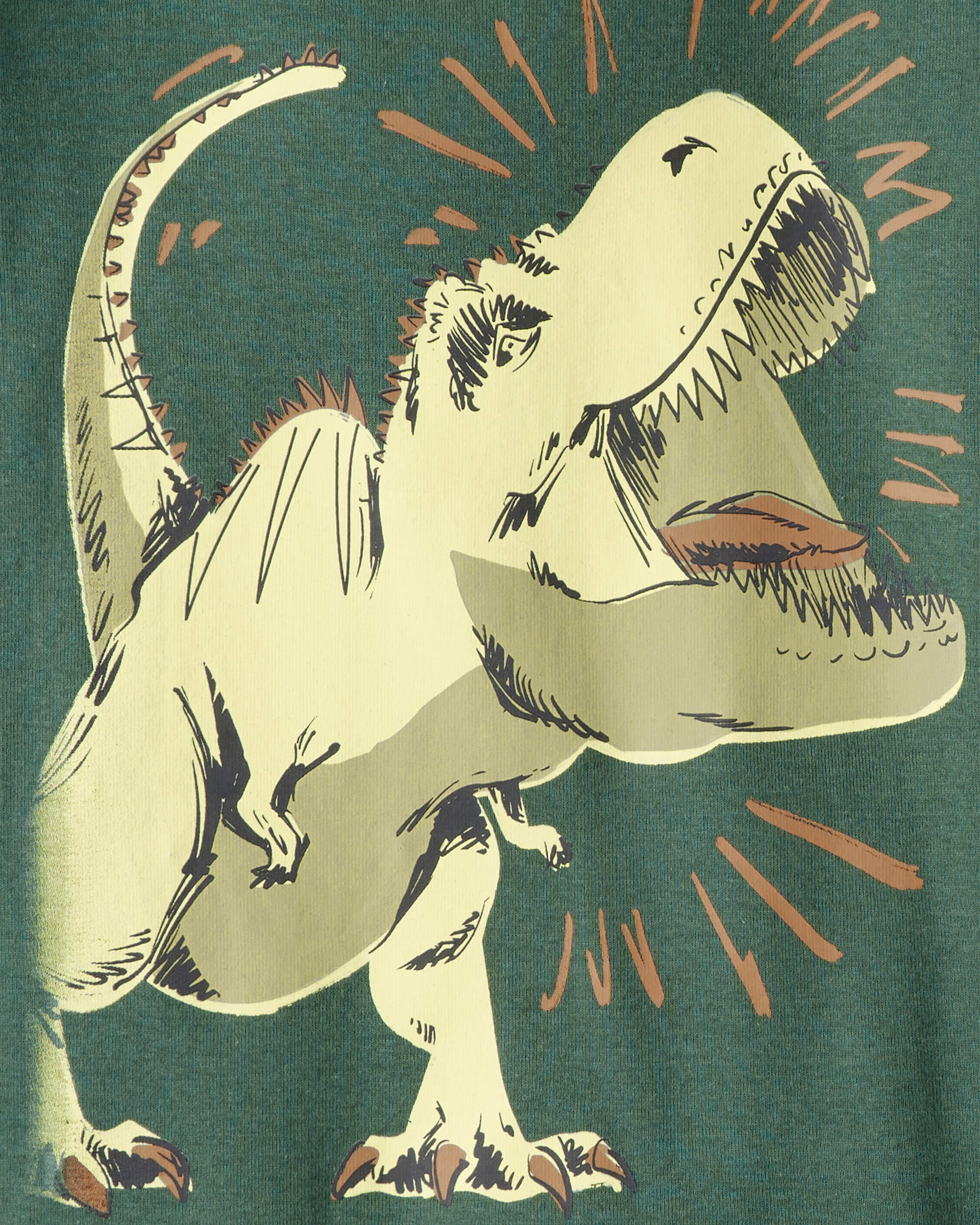 Carter's Boys Dinosaur Print 100% Cotton Long-Sleeve 4-Piece Pajamas - Green