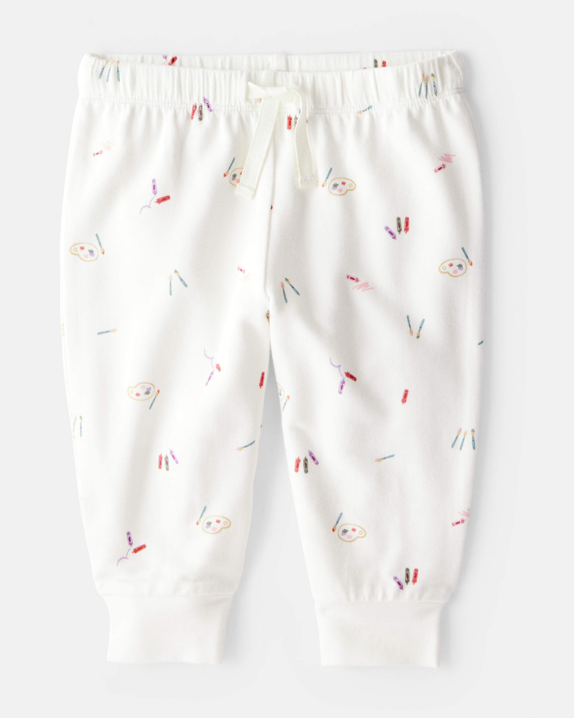 Carter's Baby Girl Paint Print PurelySoft Long-Sleeve Tee & Pant Set - Ivory