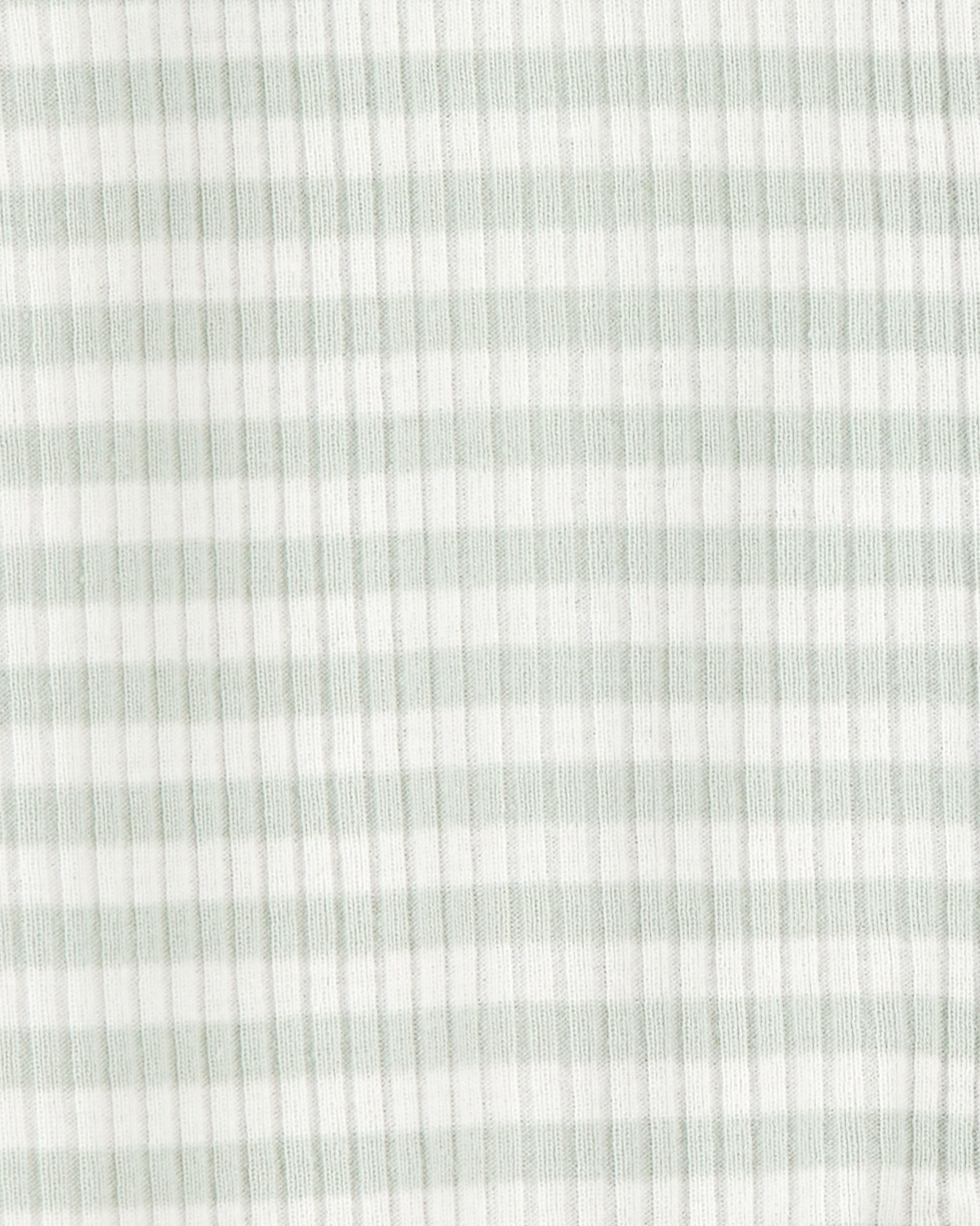 Carter's Baby Boy Striped 2-Way Zip Ribbed Sleep & Play Pajamas - Green/White