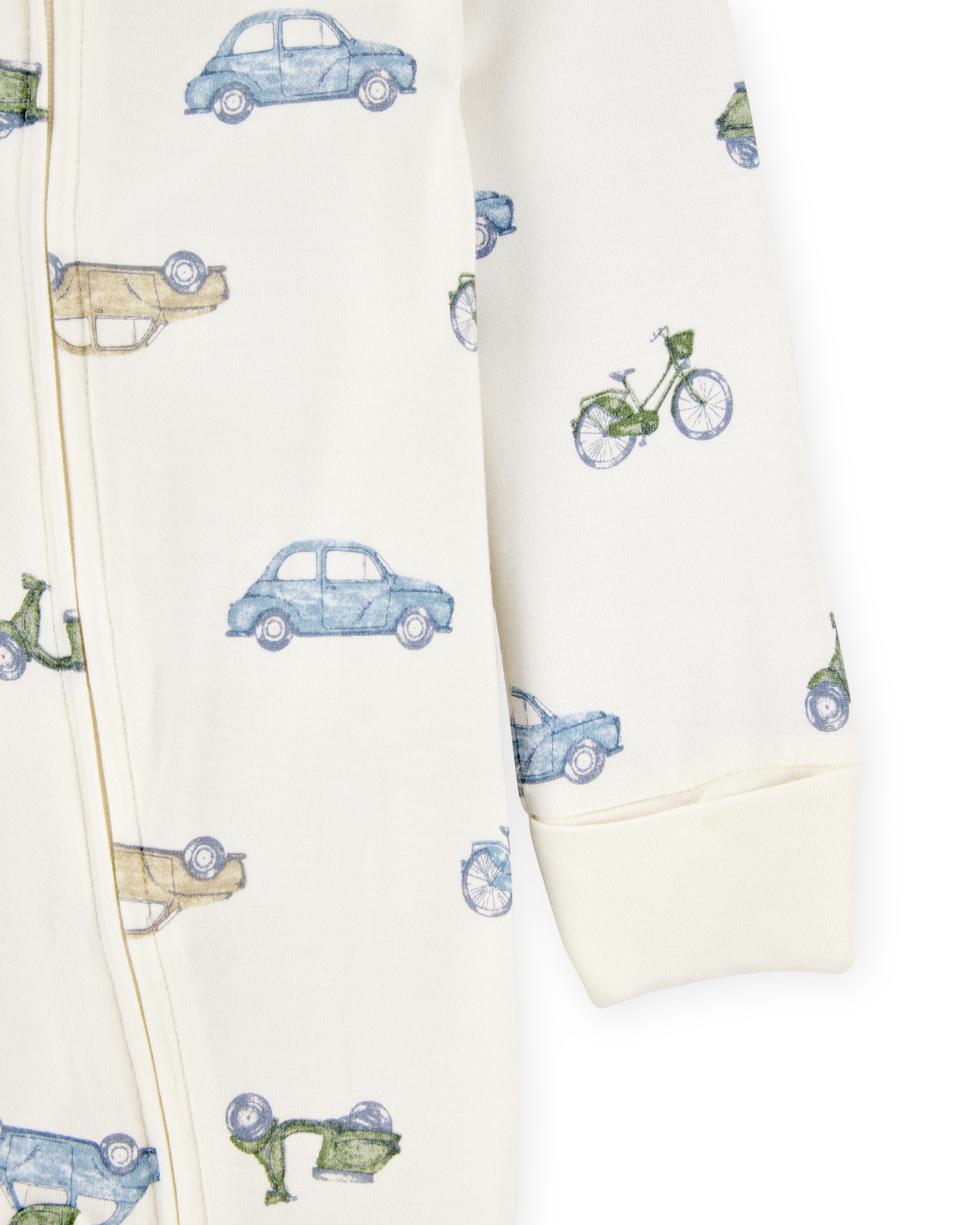 Carter's Baby Boy Car Print 2-Way Zip PurelySoft Sleep & Play Pajamas - Ivory
