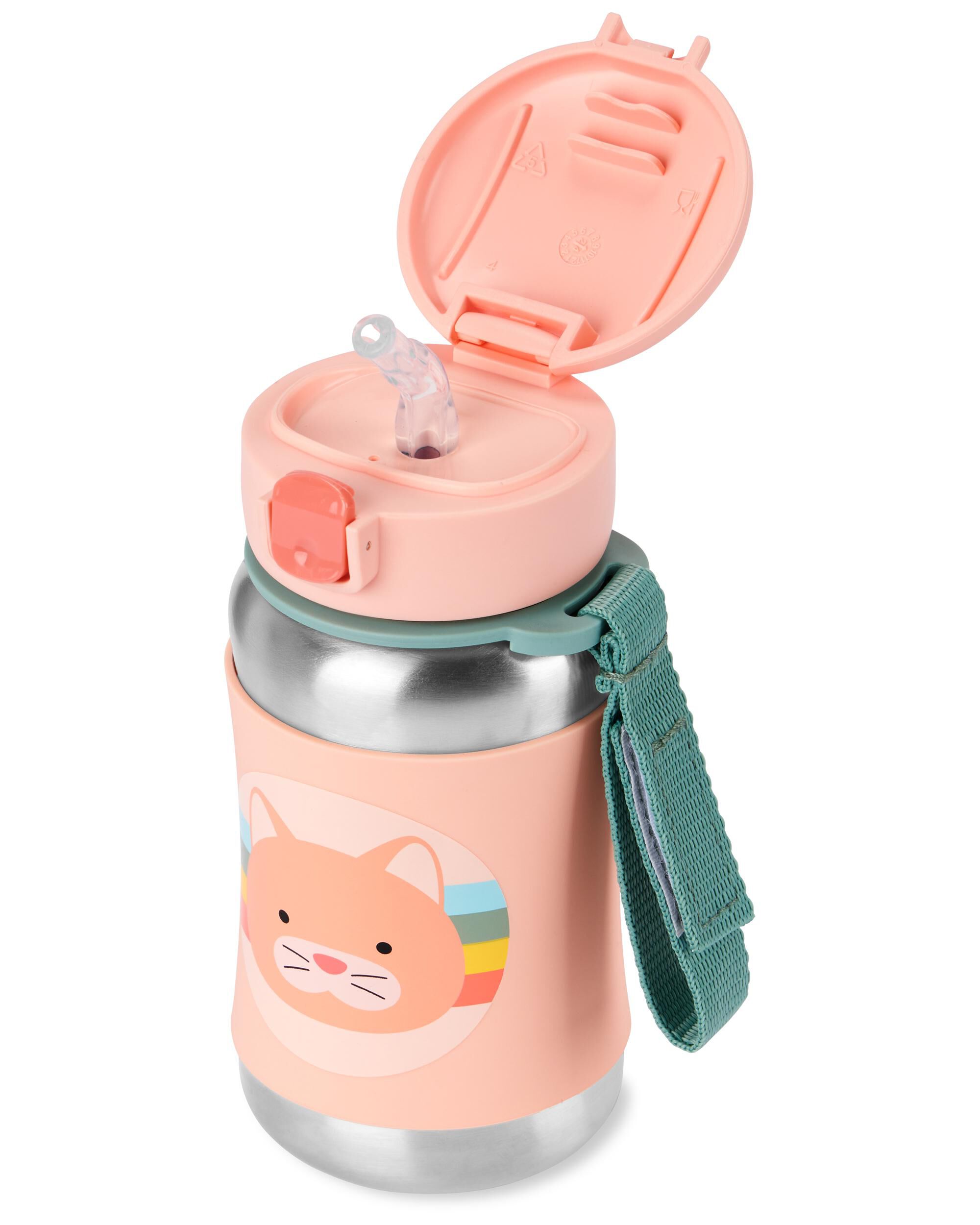 Carter's ZOO Stainless Steel Kid Straw Bottle - Cat