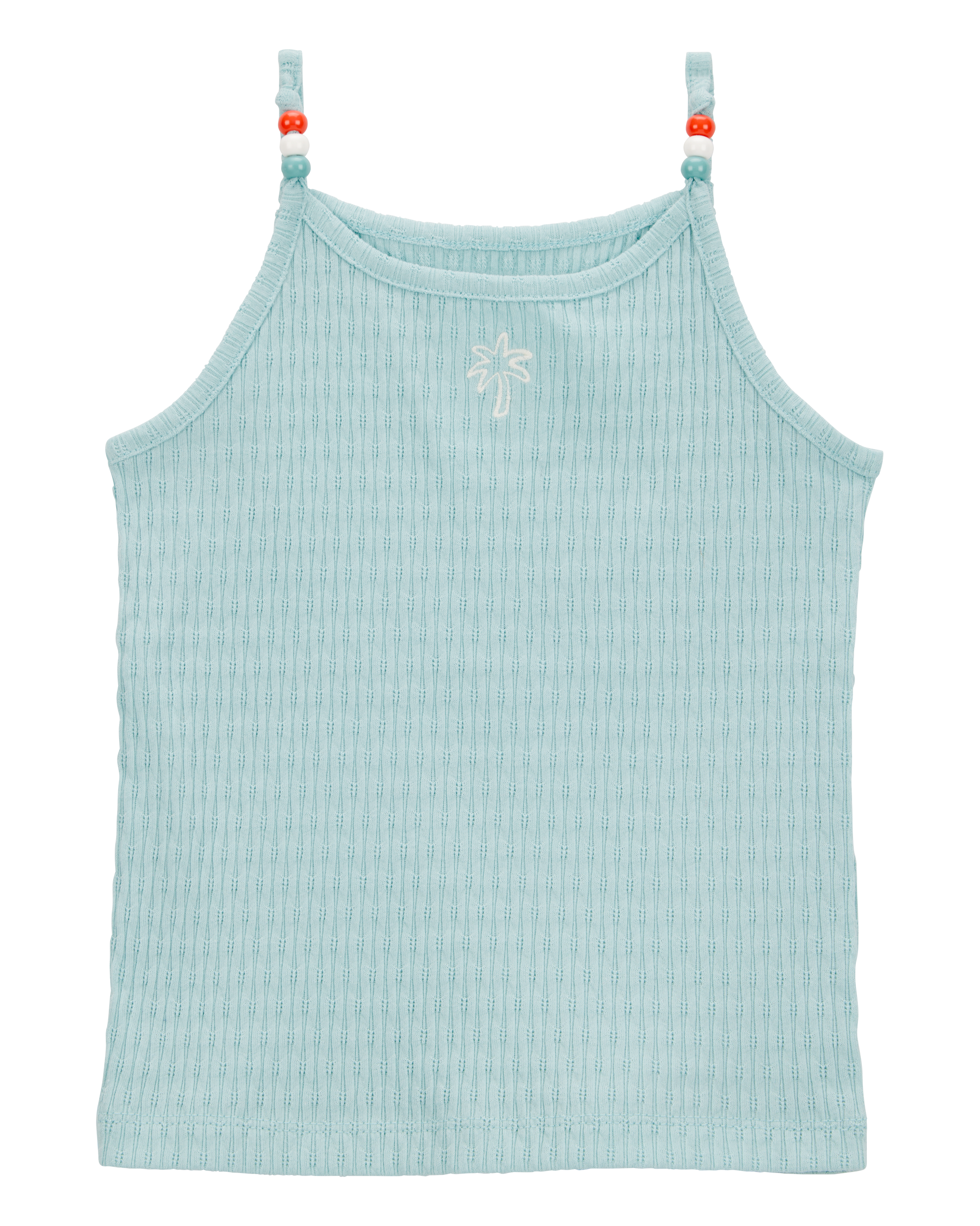 Carter's Baby 2-Piece Floral Ribbed Tank Top & Pom Pom Dolphin Shorts Set - Turquoise