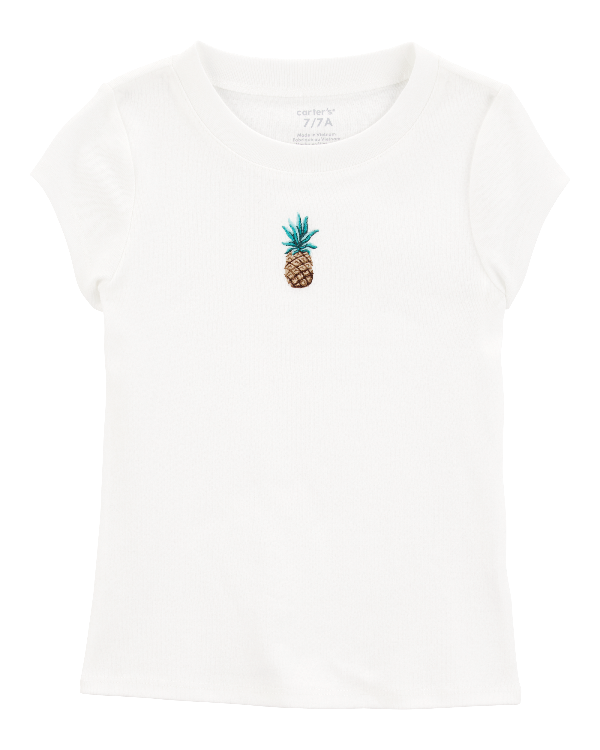Carter's Kid 2-Piece Pineapple Graphic Tee & Linen Look-Alike Flowy Pull-On Shorts Set - White/Blue
