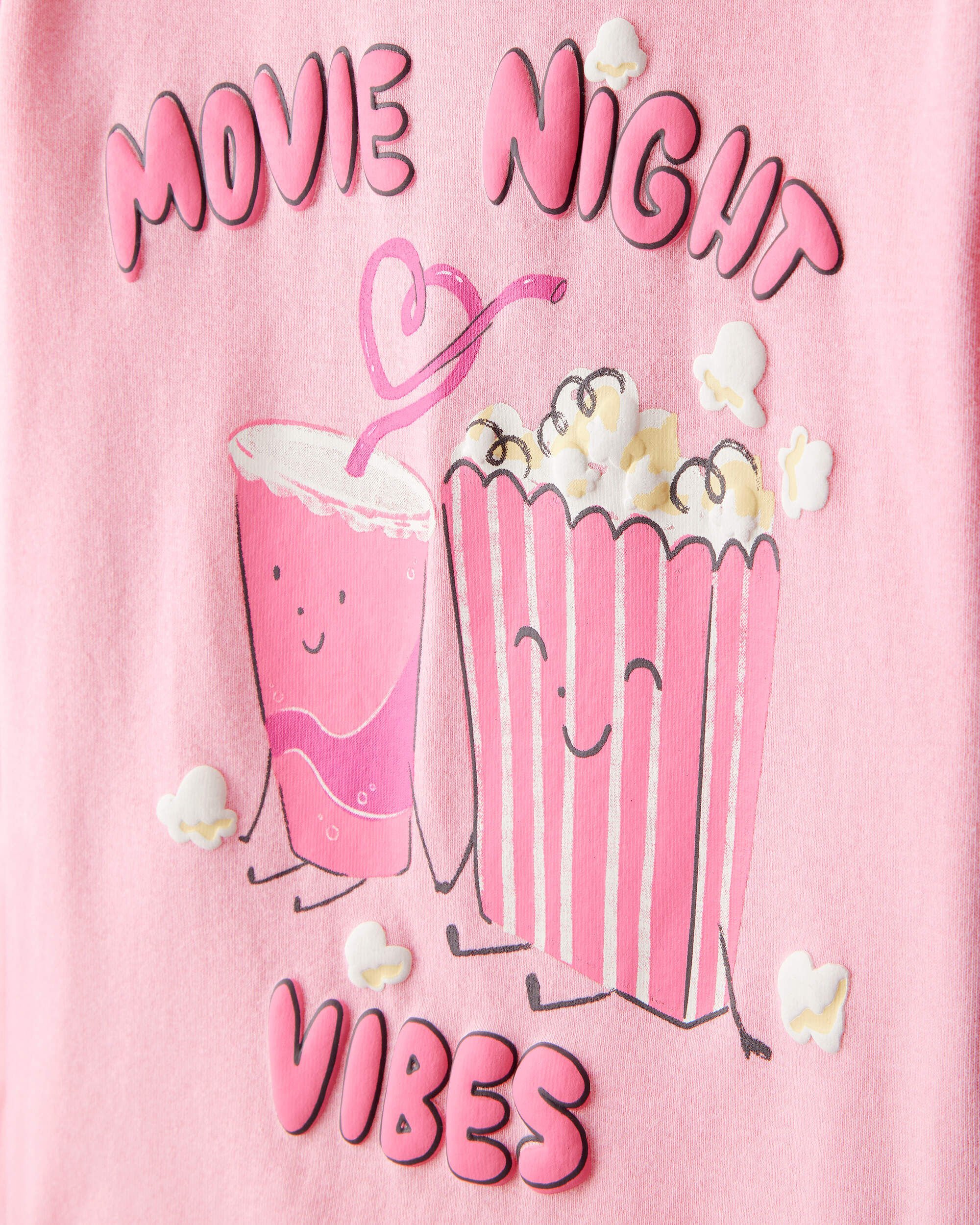 Carter's Girls Movie Print 100% Cotton Long-Sleeve 4-Piece Pajamas - Black/Pink