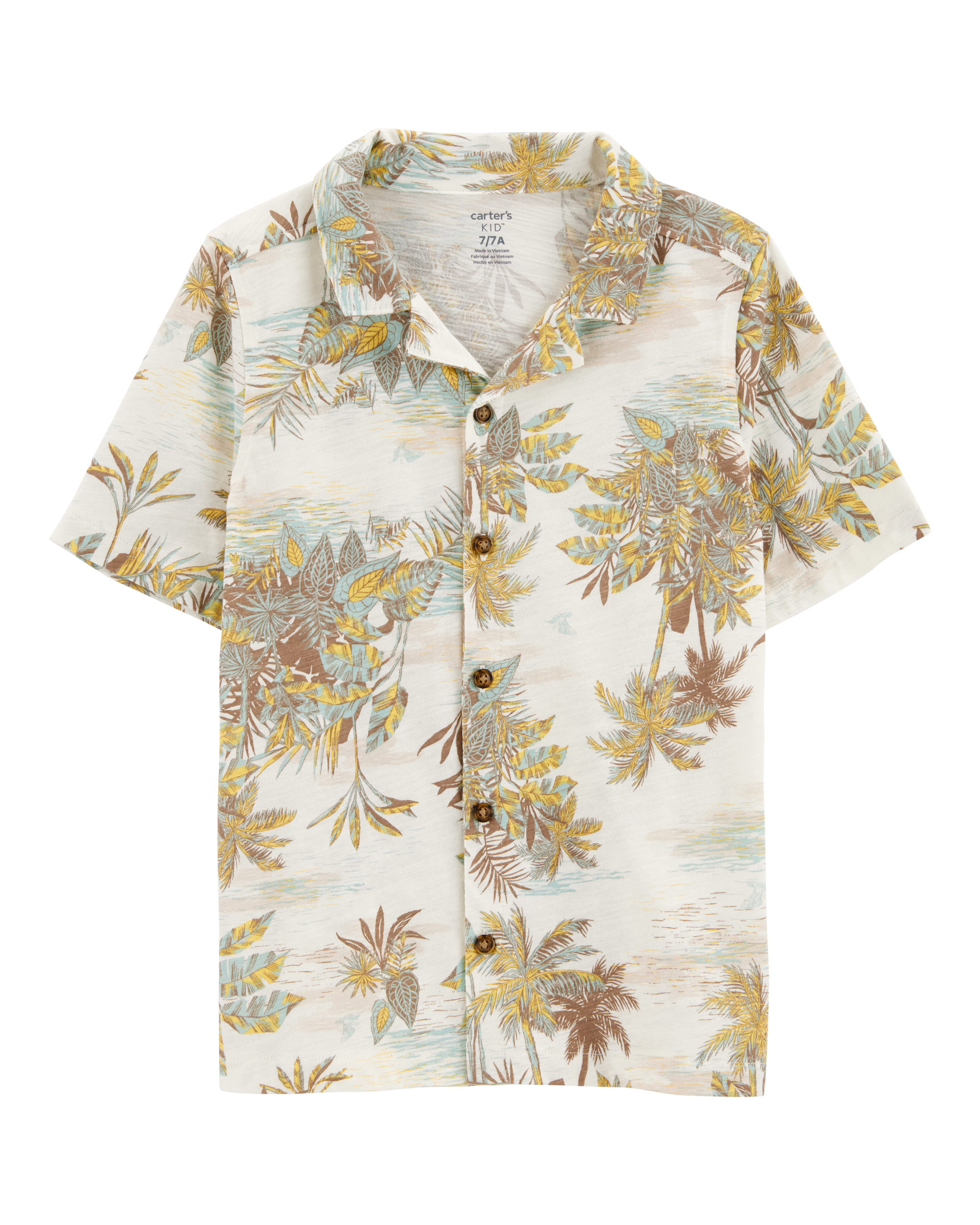 Carter's Kid 2-Piece Palm Tree Button-Down Shirt & Shorts Set