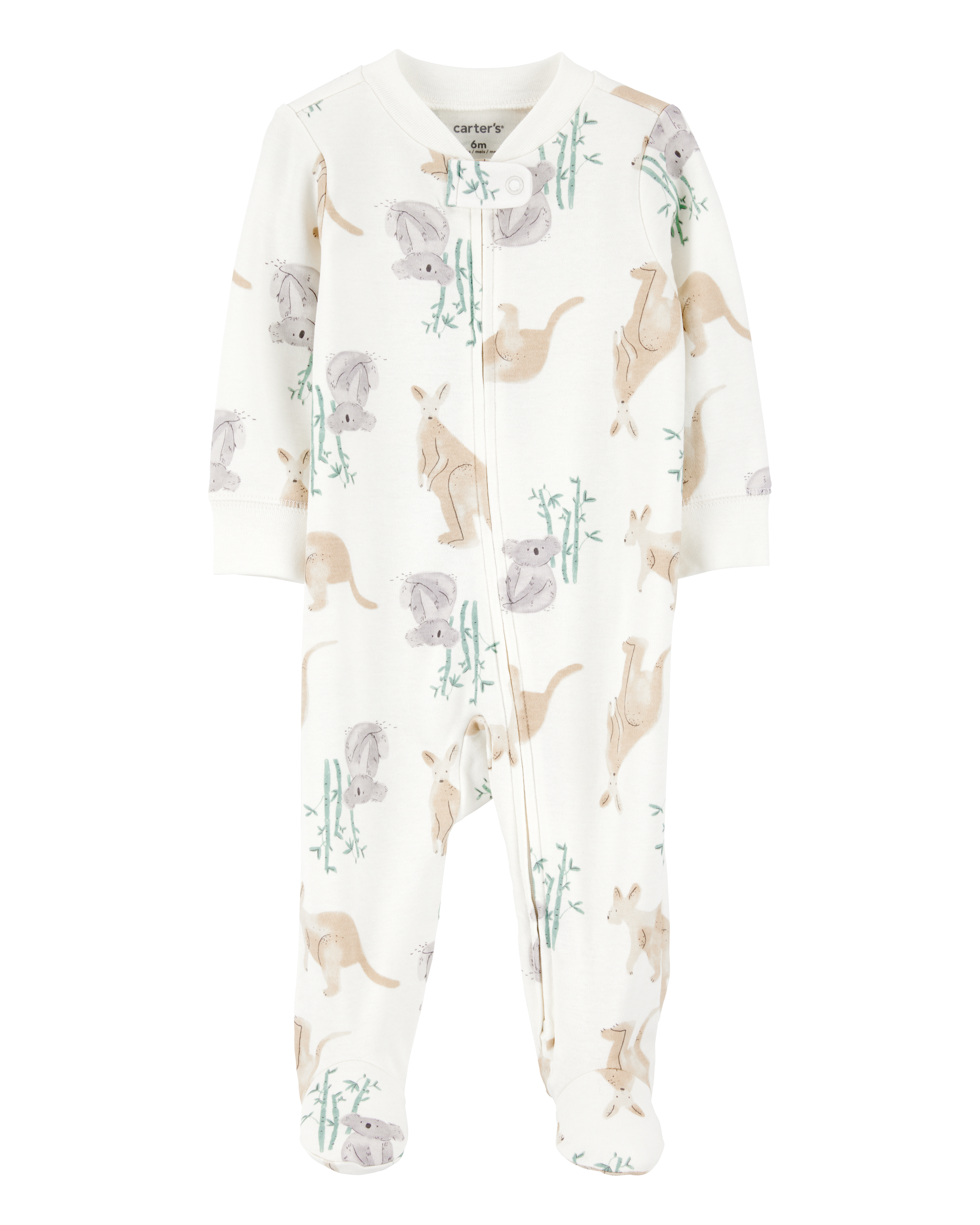 Carter's Baby 2-Pack  Cotton 2-Way Zip Sleep & Play Pajamas - Green/Ivory