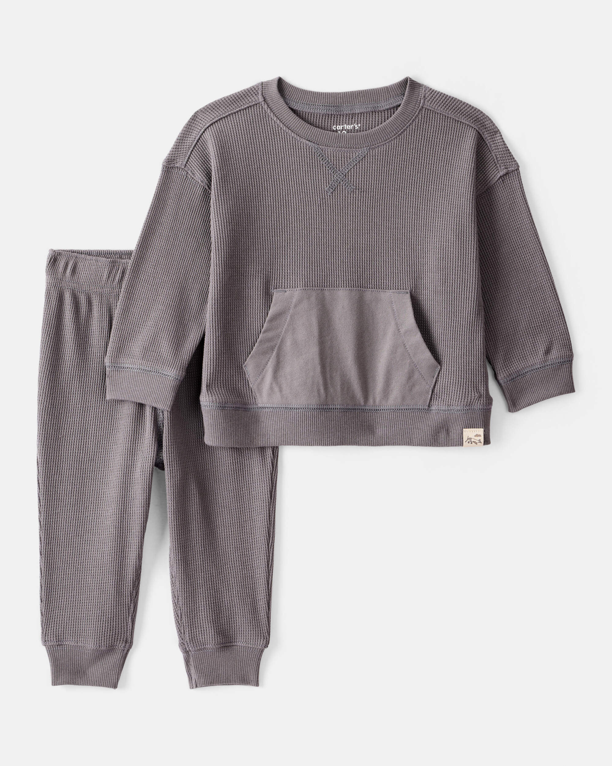 Carter's Baby Boy Waffle Knit Long-Sleeve Tee & Pant Set - Grey