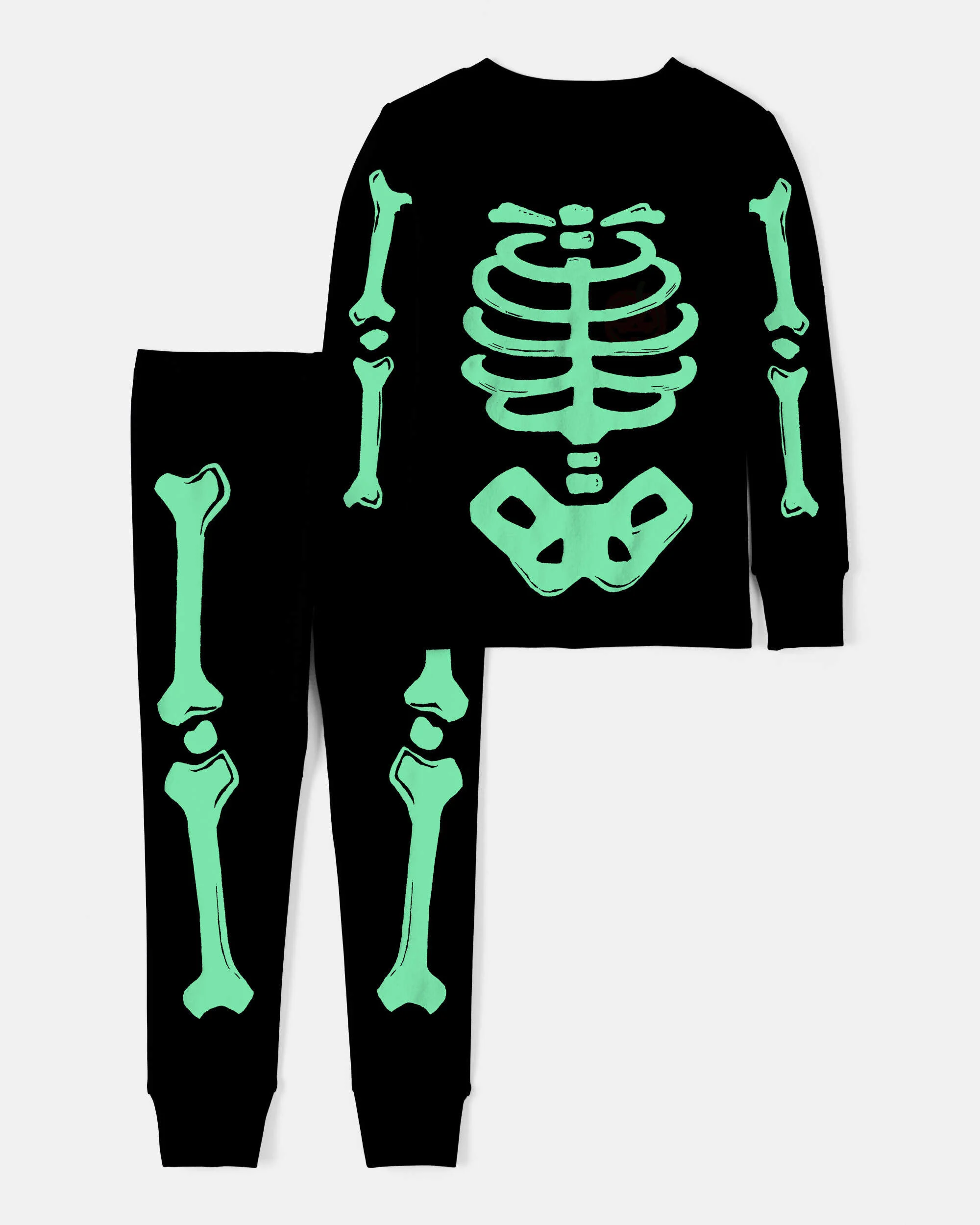 Carter's Toddler 2-Piece Glow Halloween Skeleton 100% Snug Fit Cotton Pajamas - Black