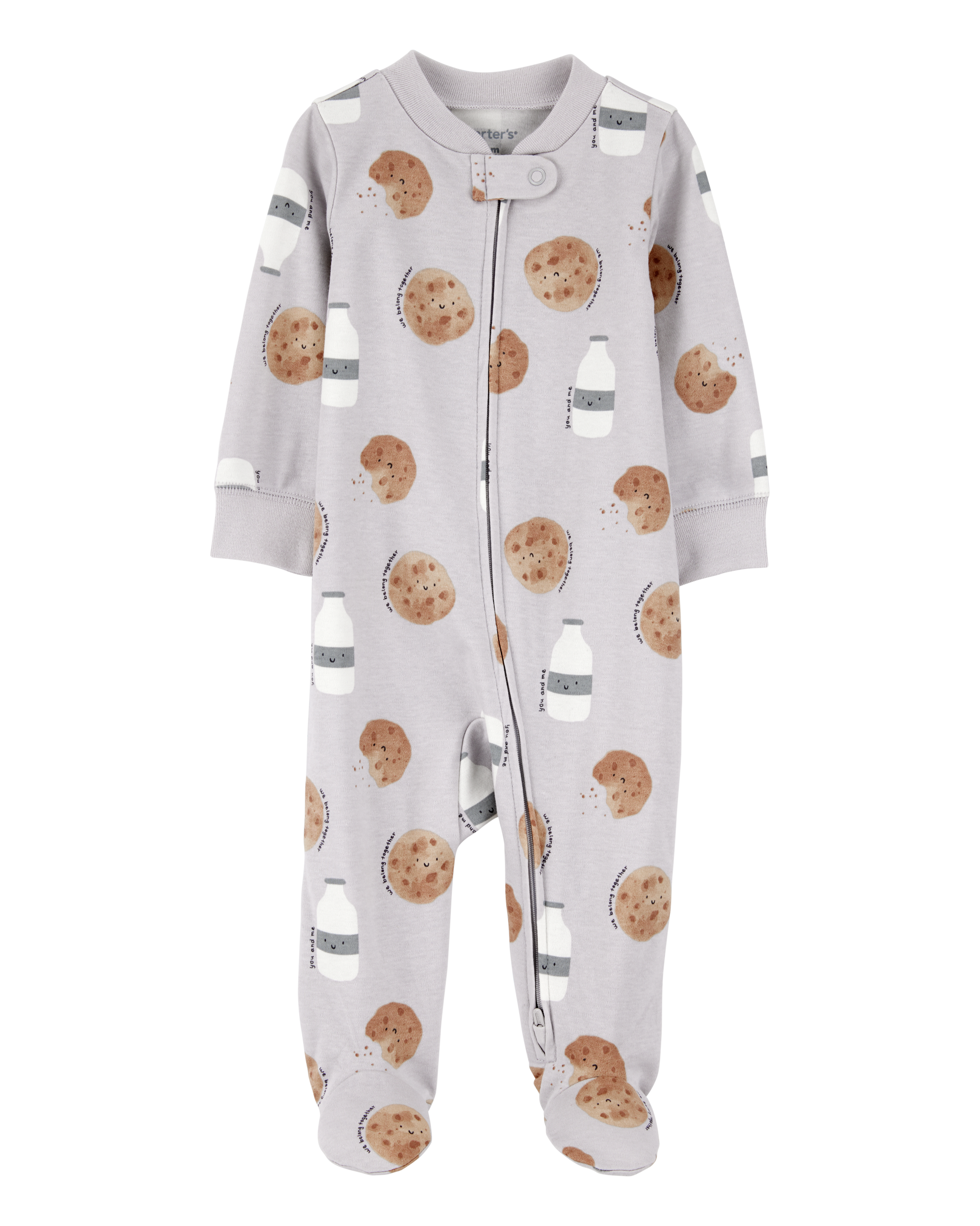 Carter's Baby 2-Pack  Cotton 2-Way Zip Sleep & Play Pajamas - Grey/Ivory