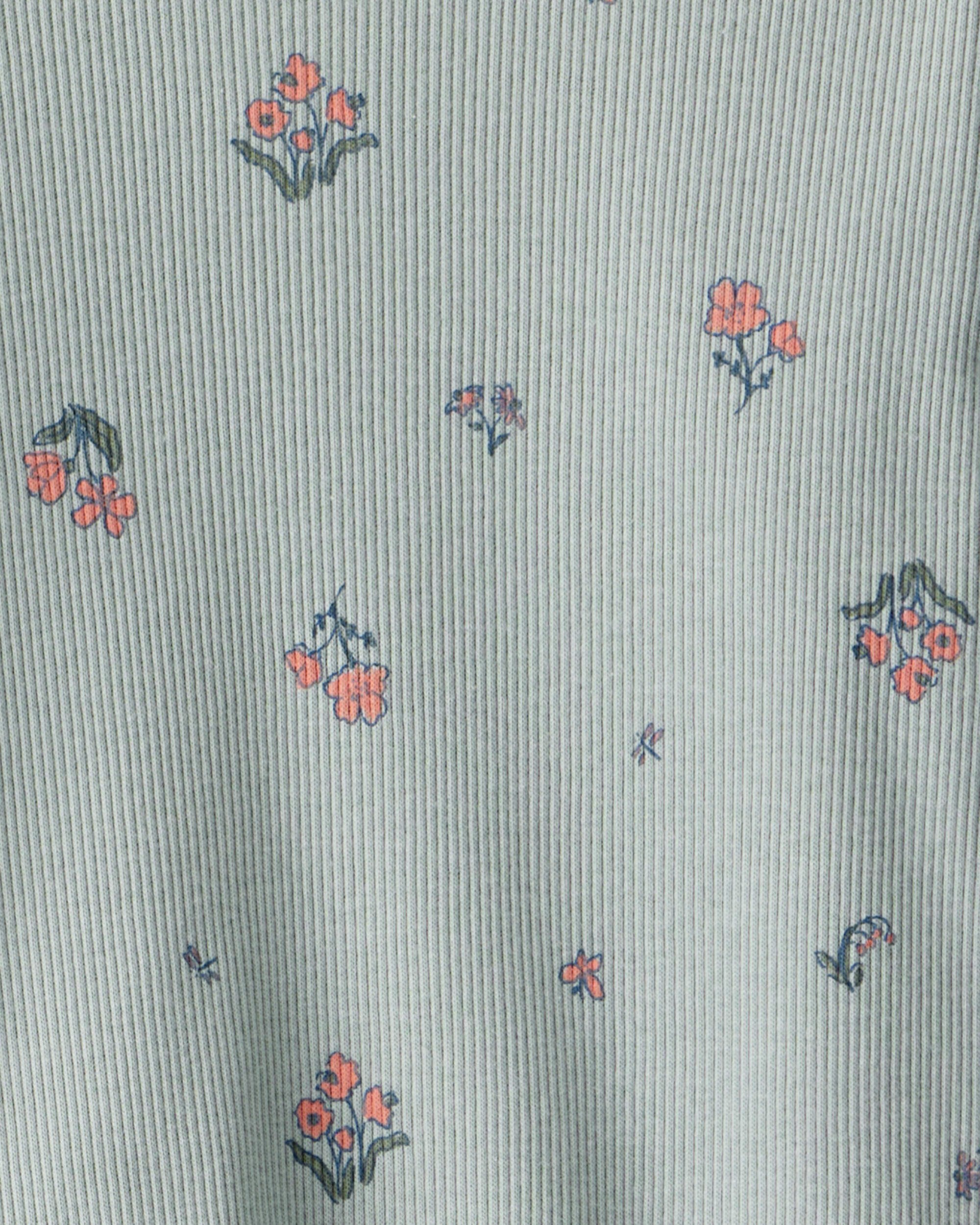 Carter's Baby Girl 2-Piece Floral Cotton Long-Sleeve Tee & Pant Set - Green