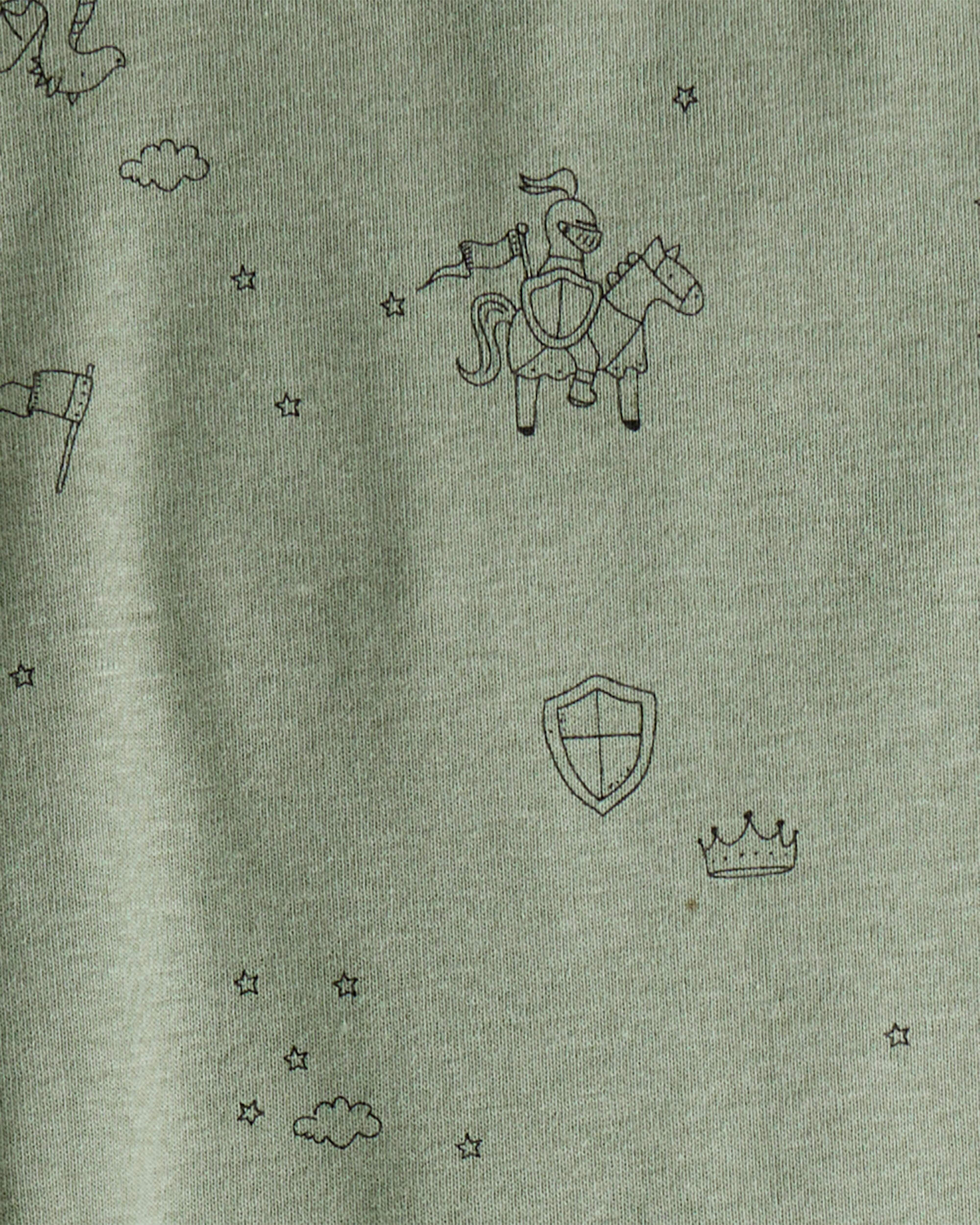 Carter's Baby Boy 4-Pack Dragon Star Print Cotton Long-Sleeve Multipack Bodysuits - Blue/White/Green