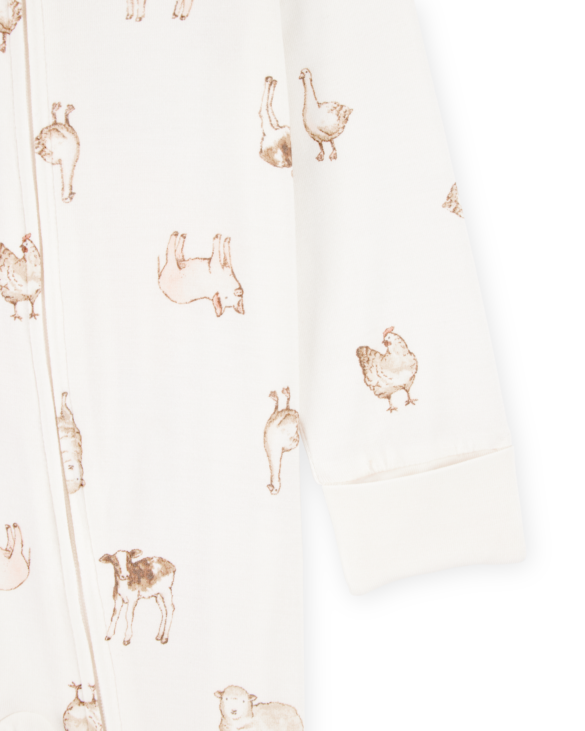 Carter's Baby Farm Animals Print 2-Way Zip PurelySoft Sleep & Play Pajamas - Ivory