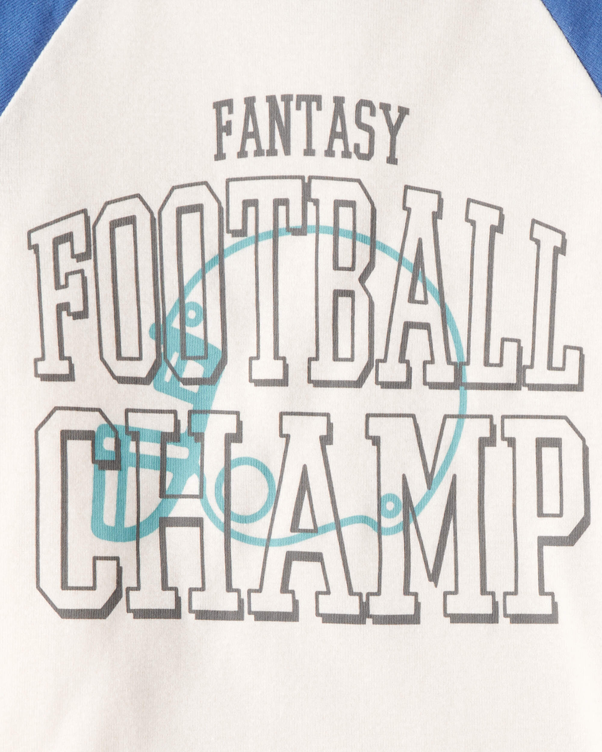 Carter's Boys Football Print 100% Cotton Long-Sleeve 4-Piece Pajamas - White/Blue