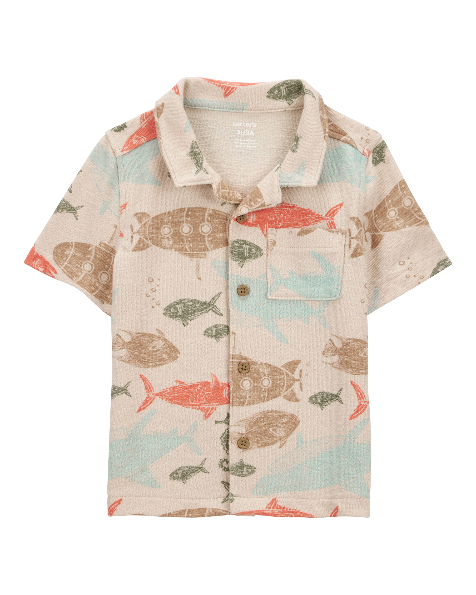 Carter's Baby 2-Piece Sea Print Button-Down Shirt & Pull-On Shorts Set