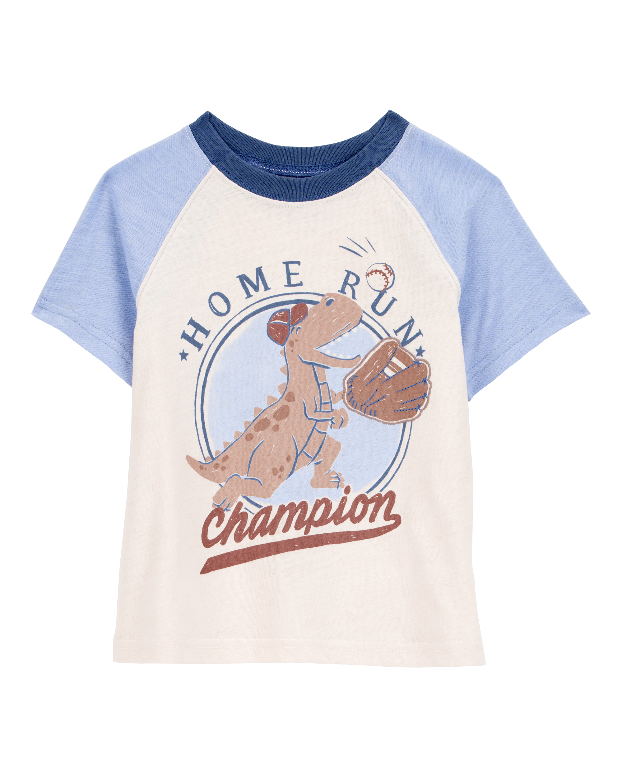 Carter's Baby 2-Piece Dinosaur Baseball Tee & Pull-On Shorts Set - Cream/Brown