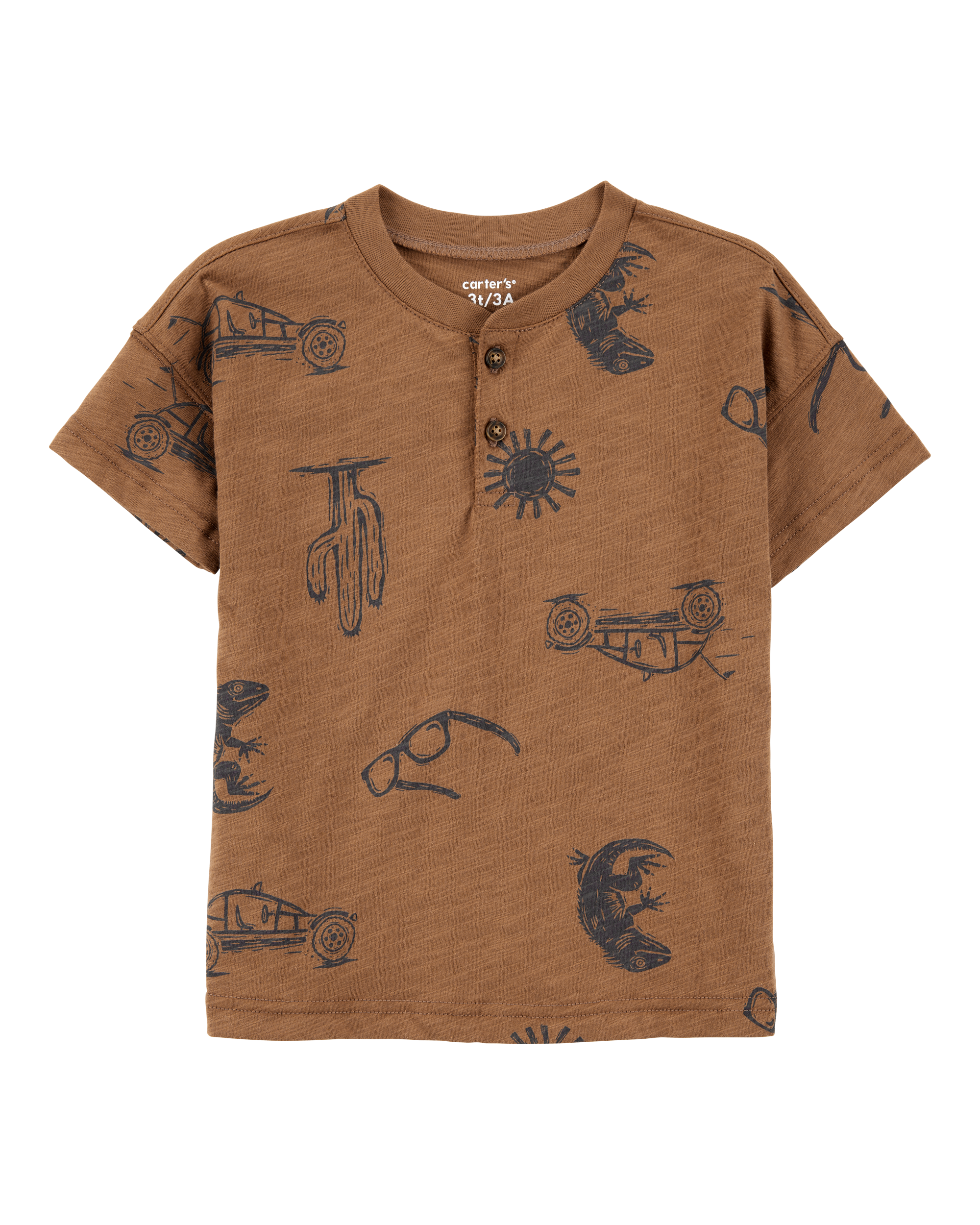 Carter's Toddler 2-Piece Desert Print Henley & Pull-On Shorts Set - Brown