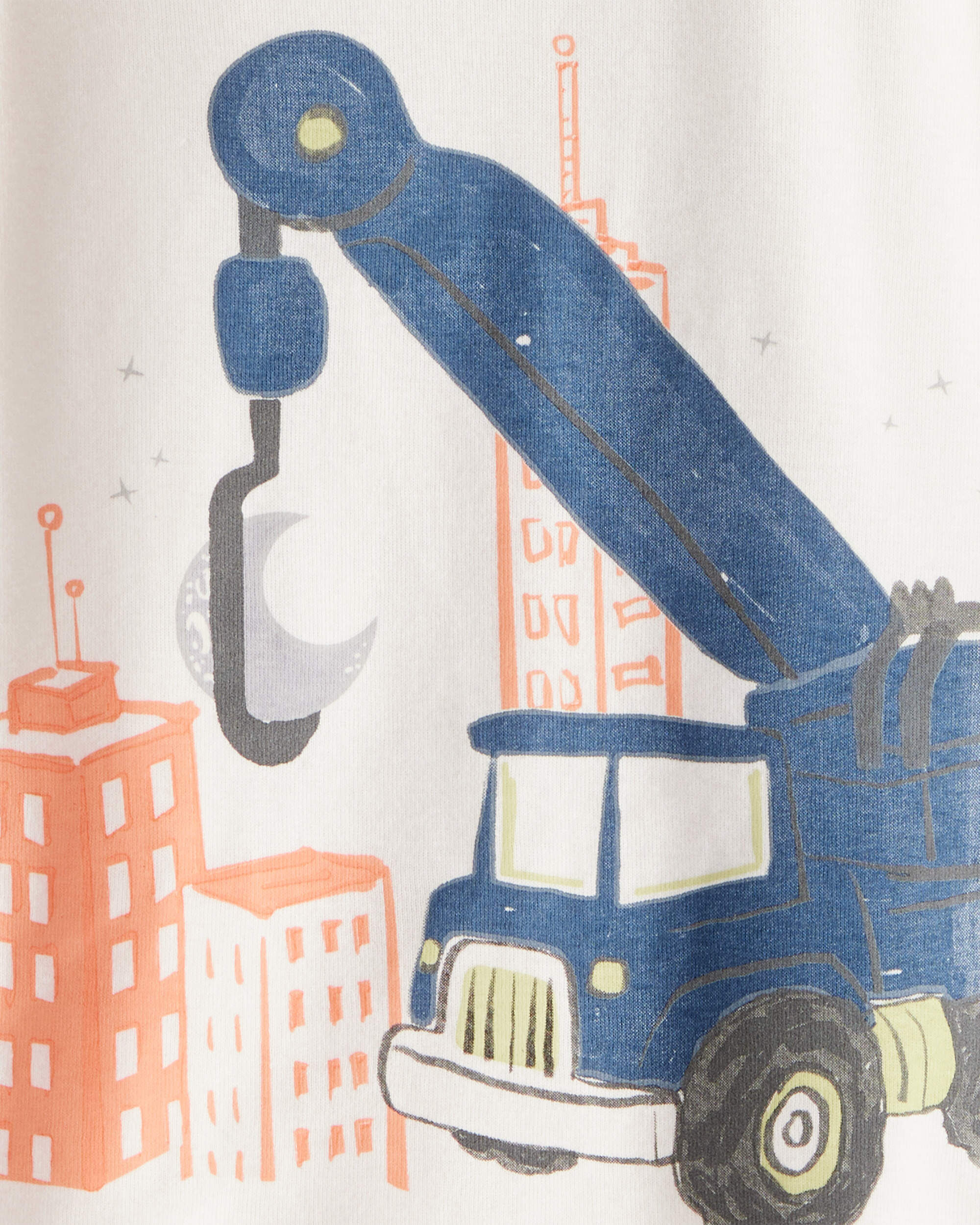 Carter's Toddler Boy Construction Print 100% Cotton Long-Sleeve 4-Piece Pajamas - Blue/Navy/White