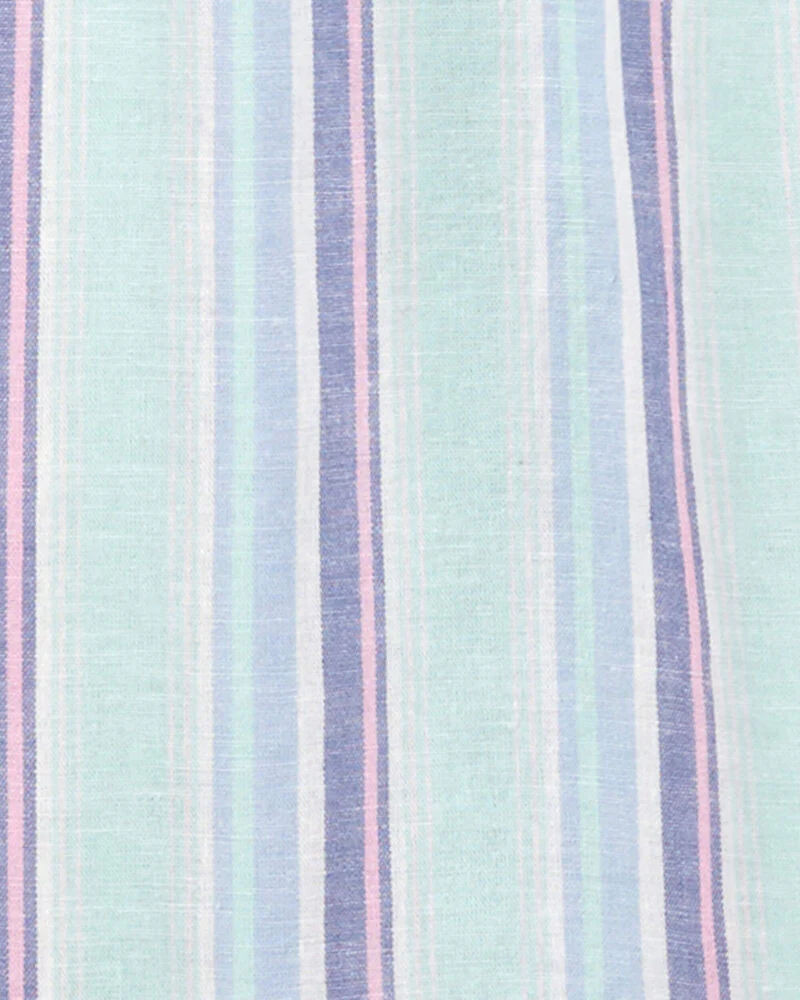 Oshkosh Striped Button-Front Linen Cotton Jumpsuit