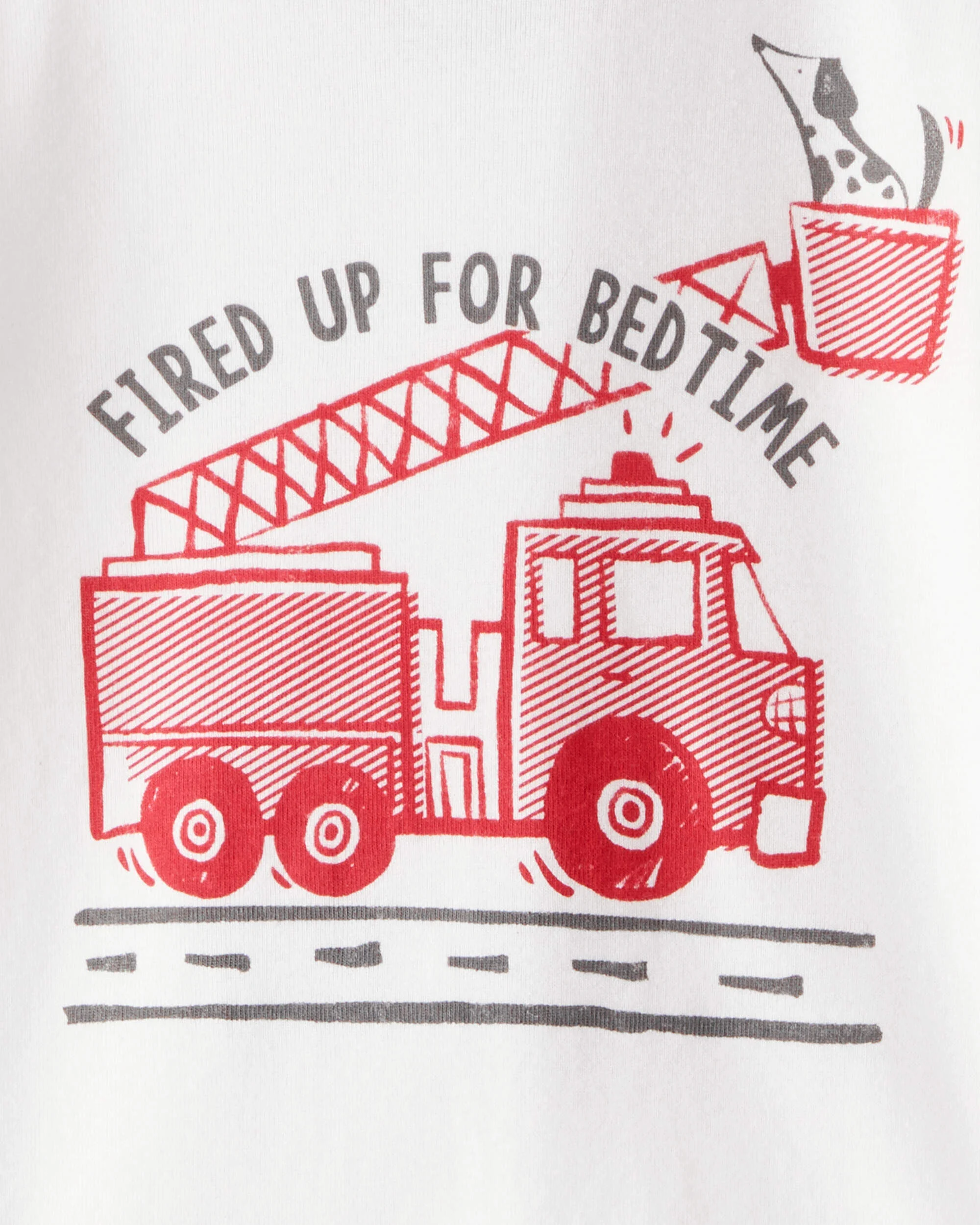 Carter's Toddler Boy Firetruck Print 100% Cotton Long-Sleeve 4-Piece Pajamas - Red/White