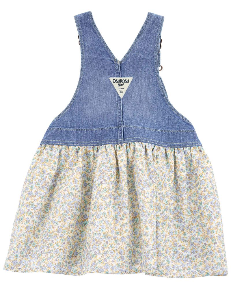Oshkosh Floral Print Denim Jumper Dress
