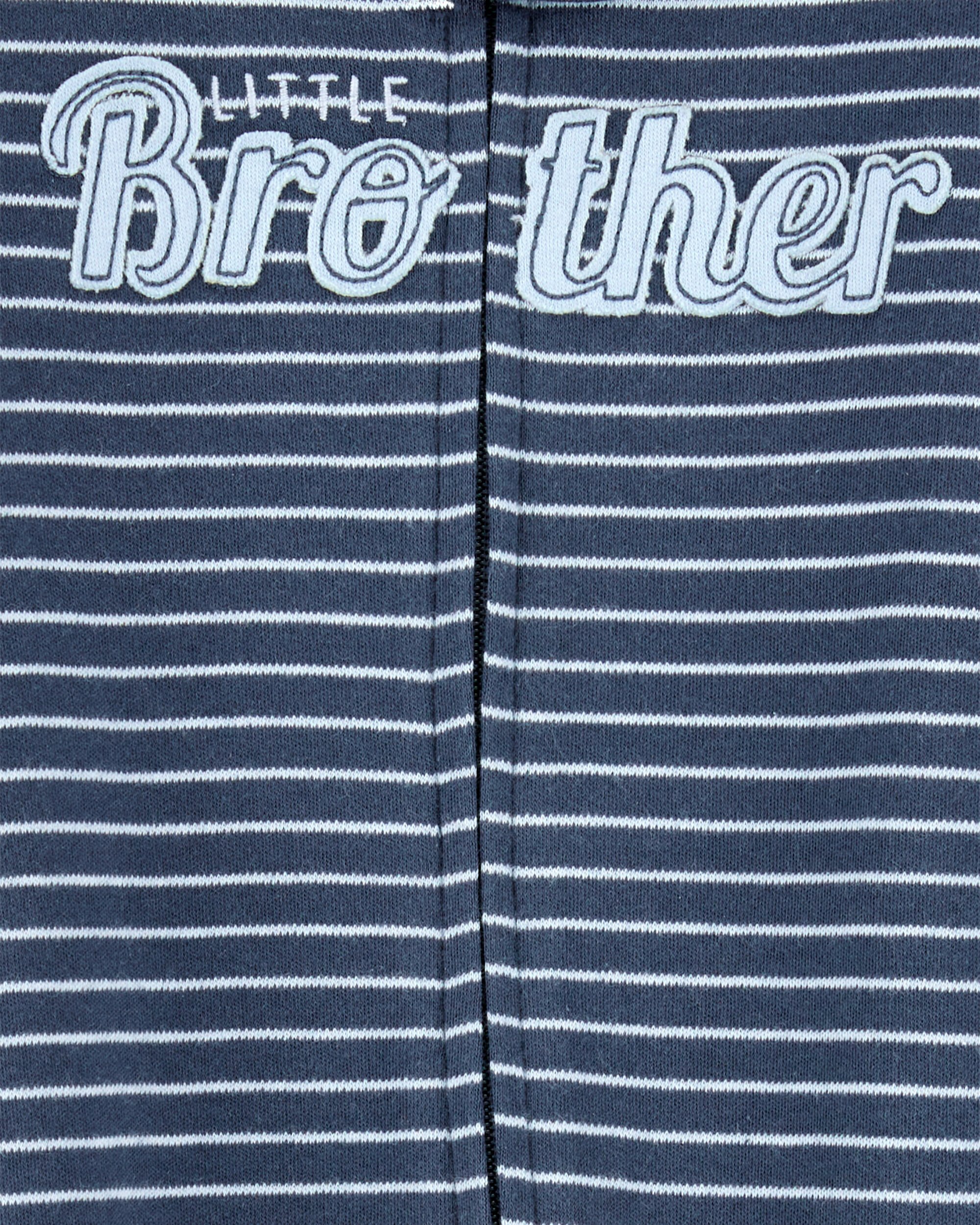 Carter's Baby Boy Striped Little Bro 2-Way Zip Cotton Sleep & Play Pajamas - Blue