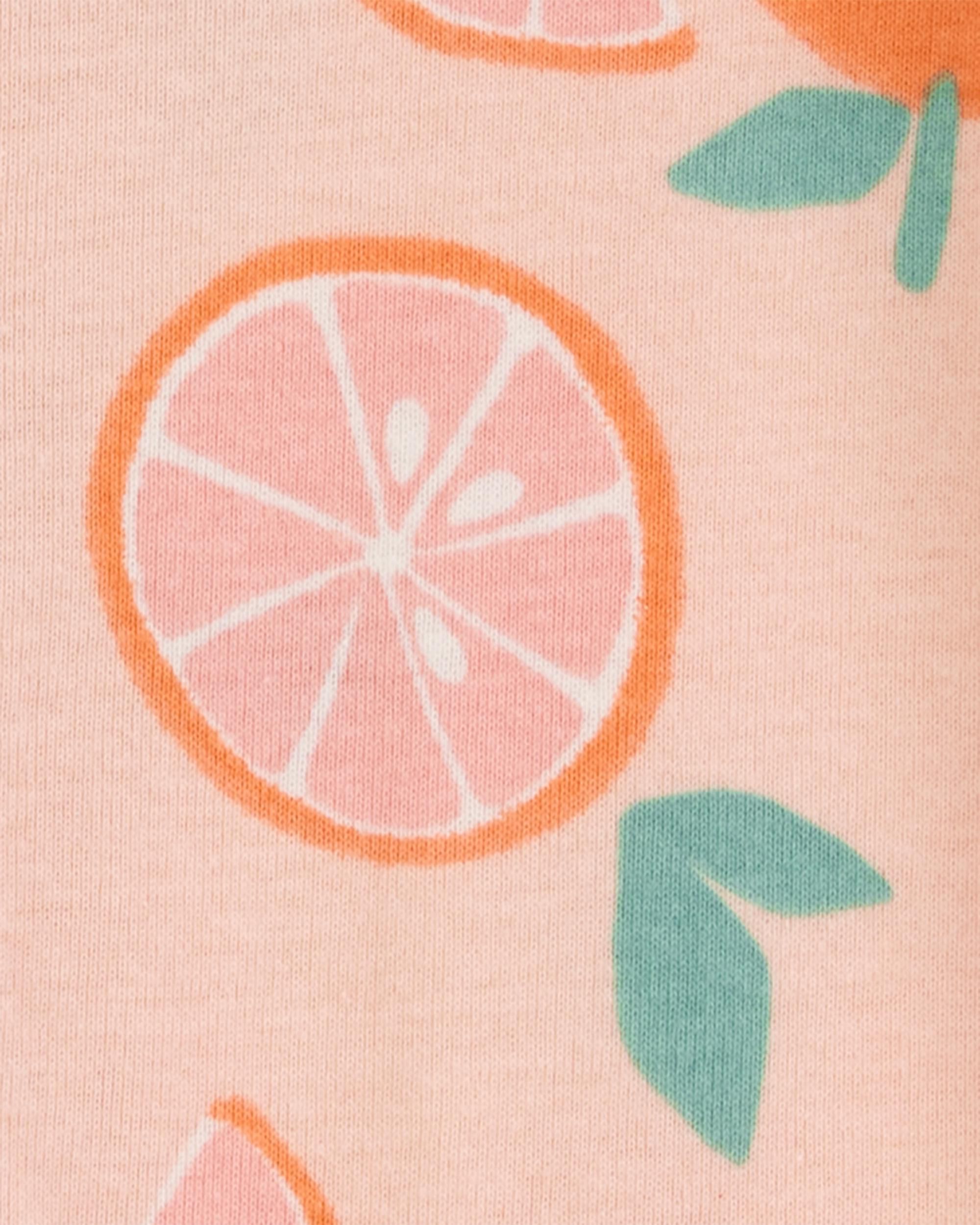 Carter's Baby Girl Orange Print Snug Fit Cotton Footless 1-Piece Pajamas - Pink