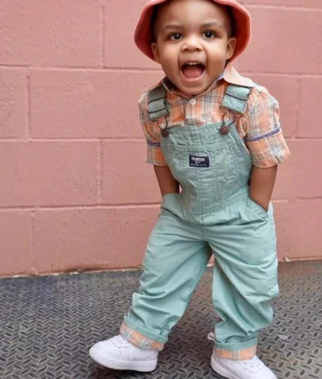 Oshkosh Plaid Button-Front Bodysuit with Plaid Lined Overalls