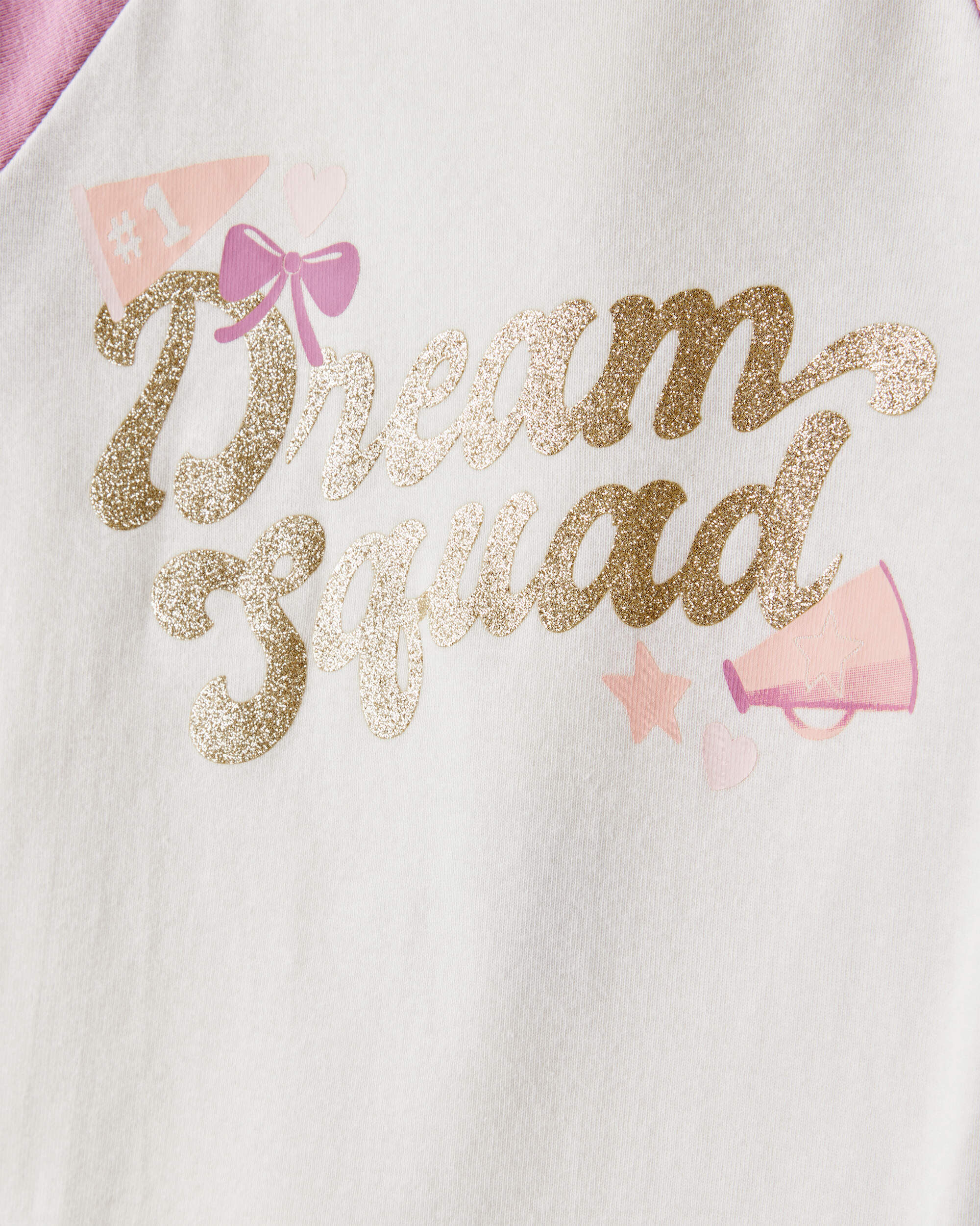 Carter's Girls Cheerleading Print 100% Cotton Long-Sleeve 4-Piece Pajamas - White/Pink
