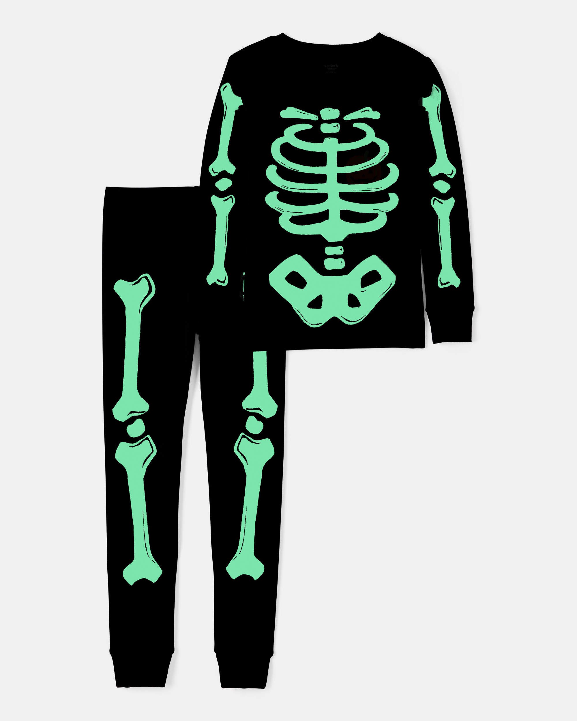 Carter's Kid 2-Piece Glow Halloween Skeleton 100% Snug Fit Cotton Pajamas - Black