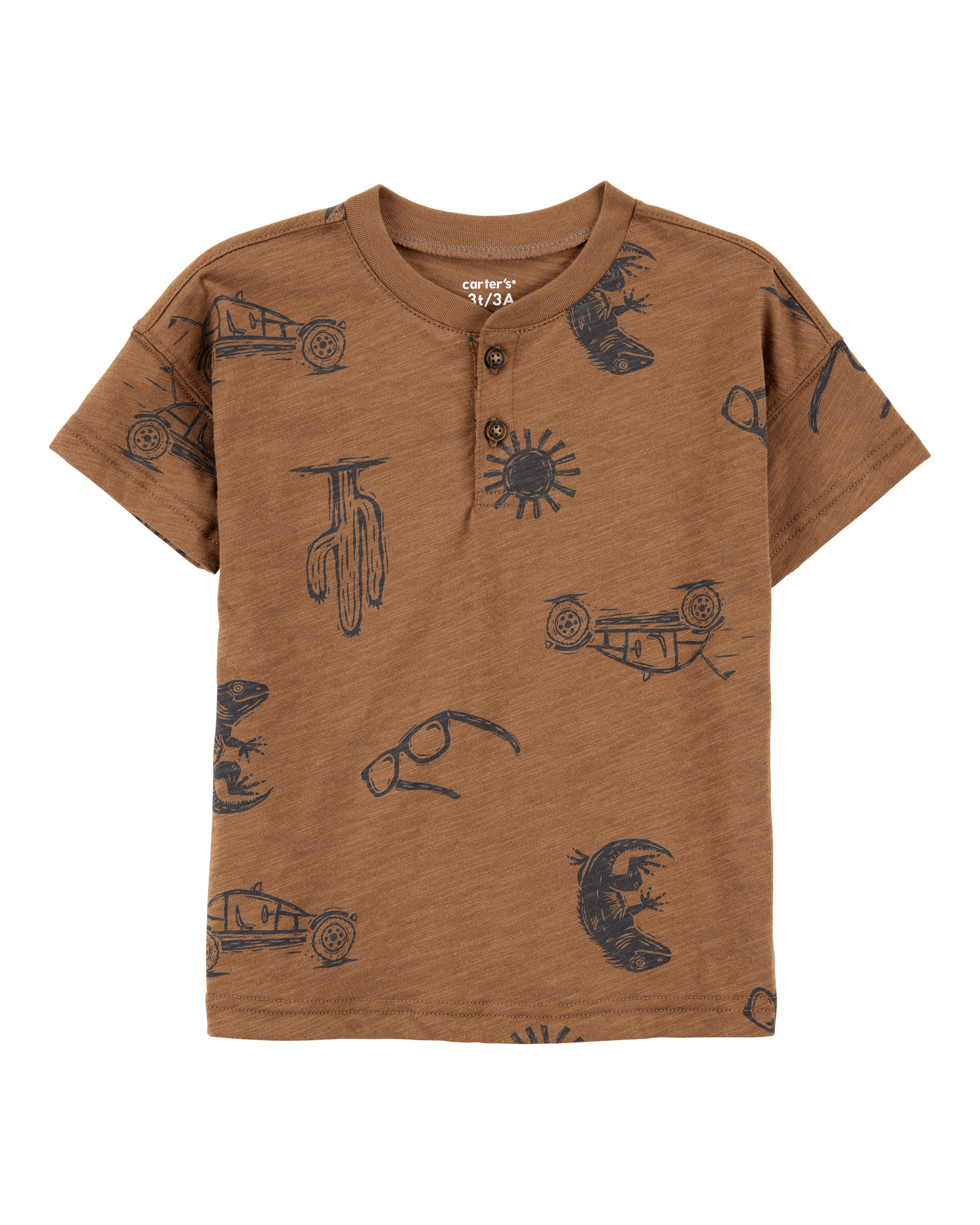 Carter's Baby 2-Piece Desert Print Henley Tee & Pull-On Shorts Set - Brown