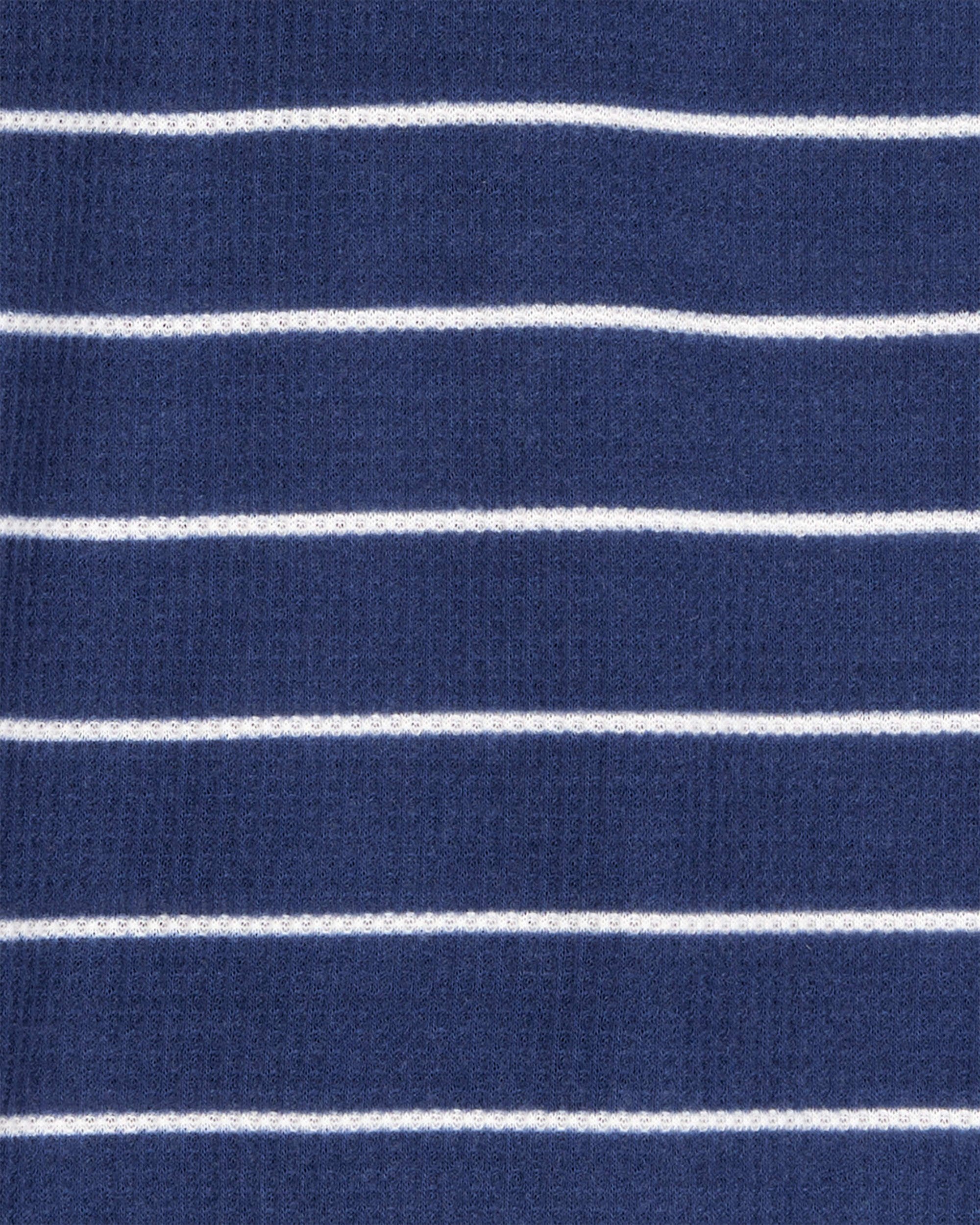 Carter's Boys Striped Loose Fit Waffle Knit 2-Piece Pajamas - Navy
