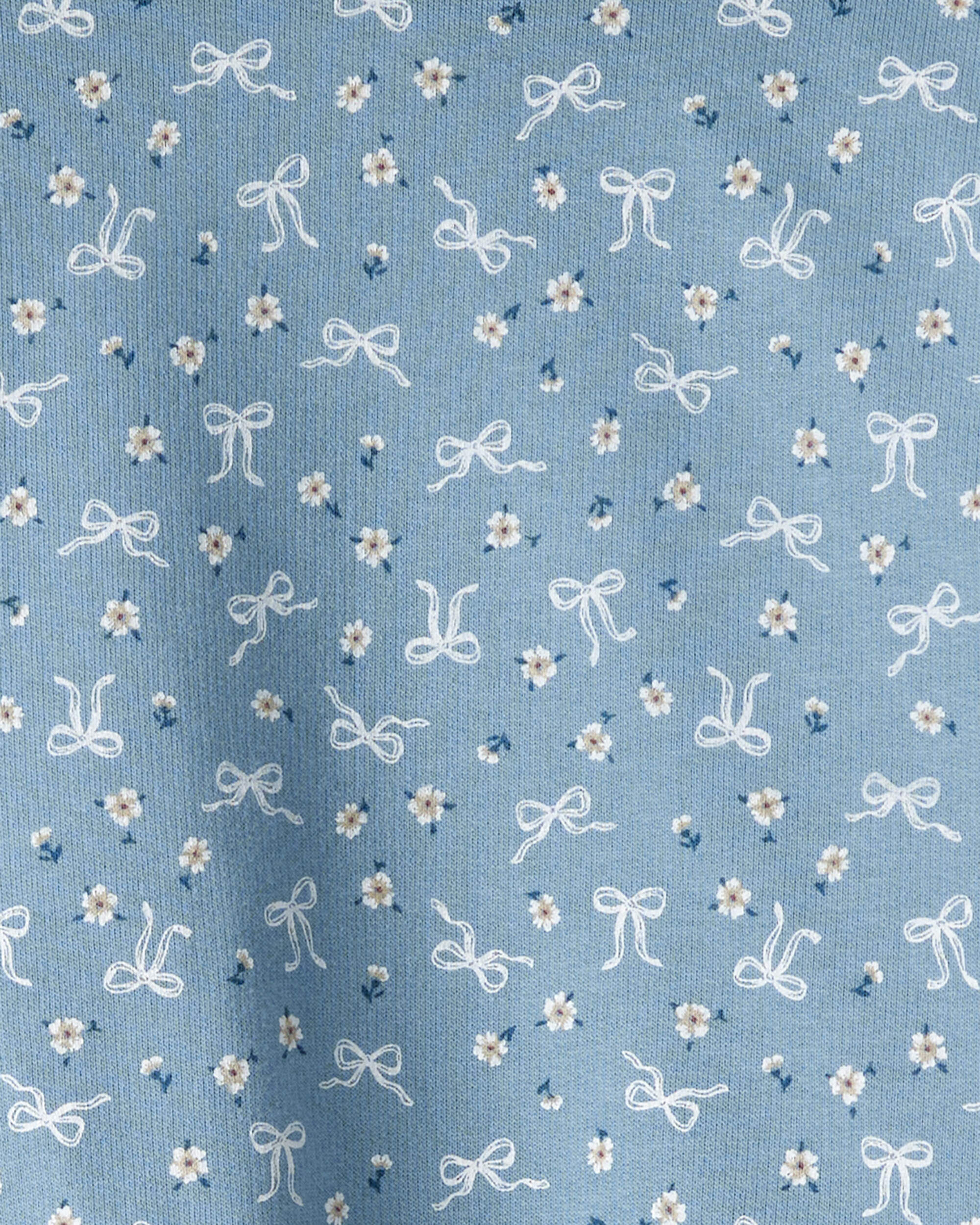 Carter's Toddler Girl 2-Piece Bow Print Cotton Long-Sleeve Hoodie & Pant Set - Blue