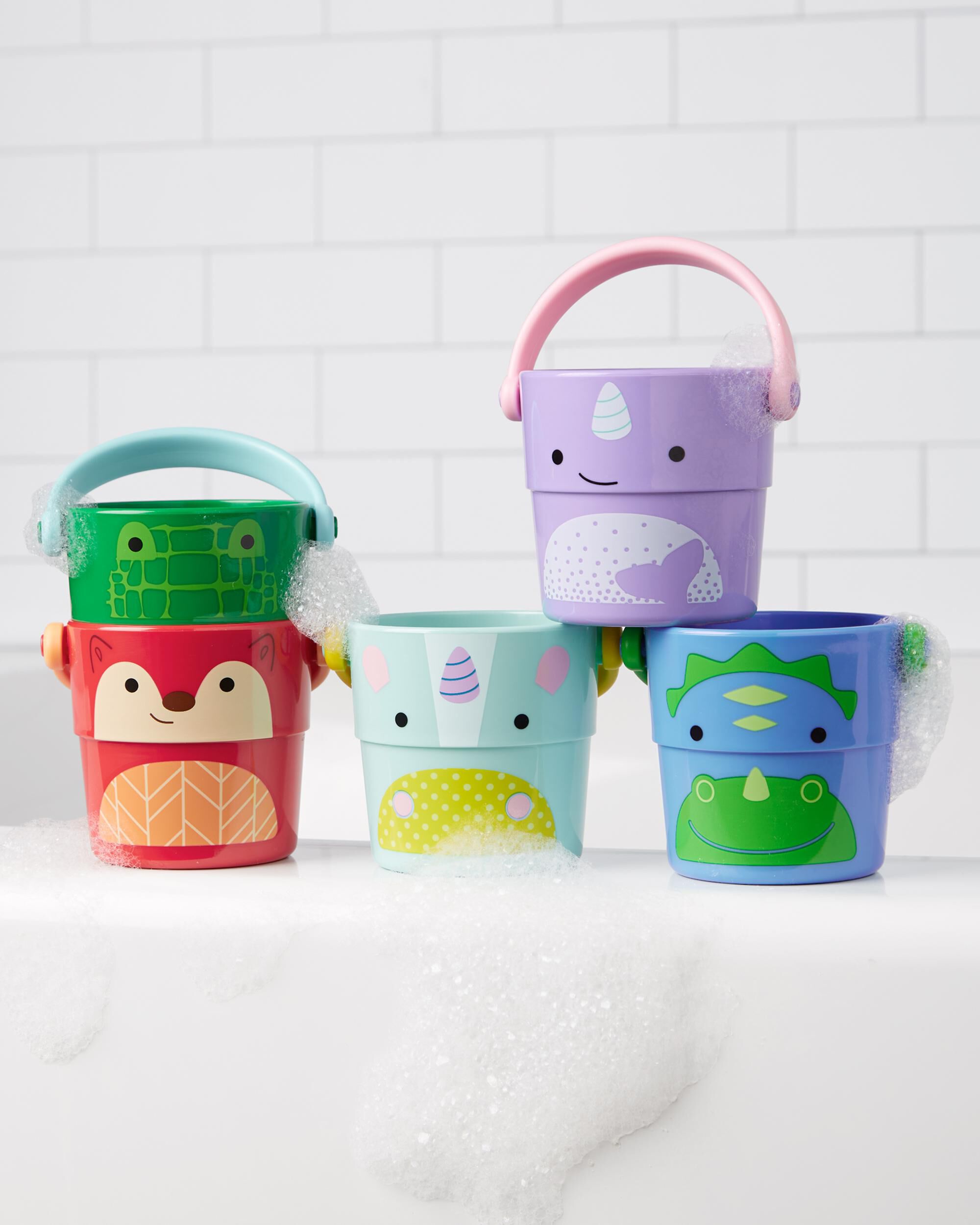 Carter's Zoo Stack & Pour Buckets Baby Bath Toy