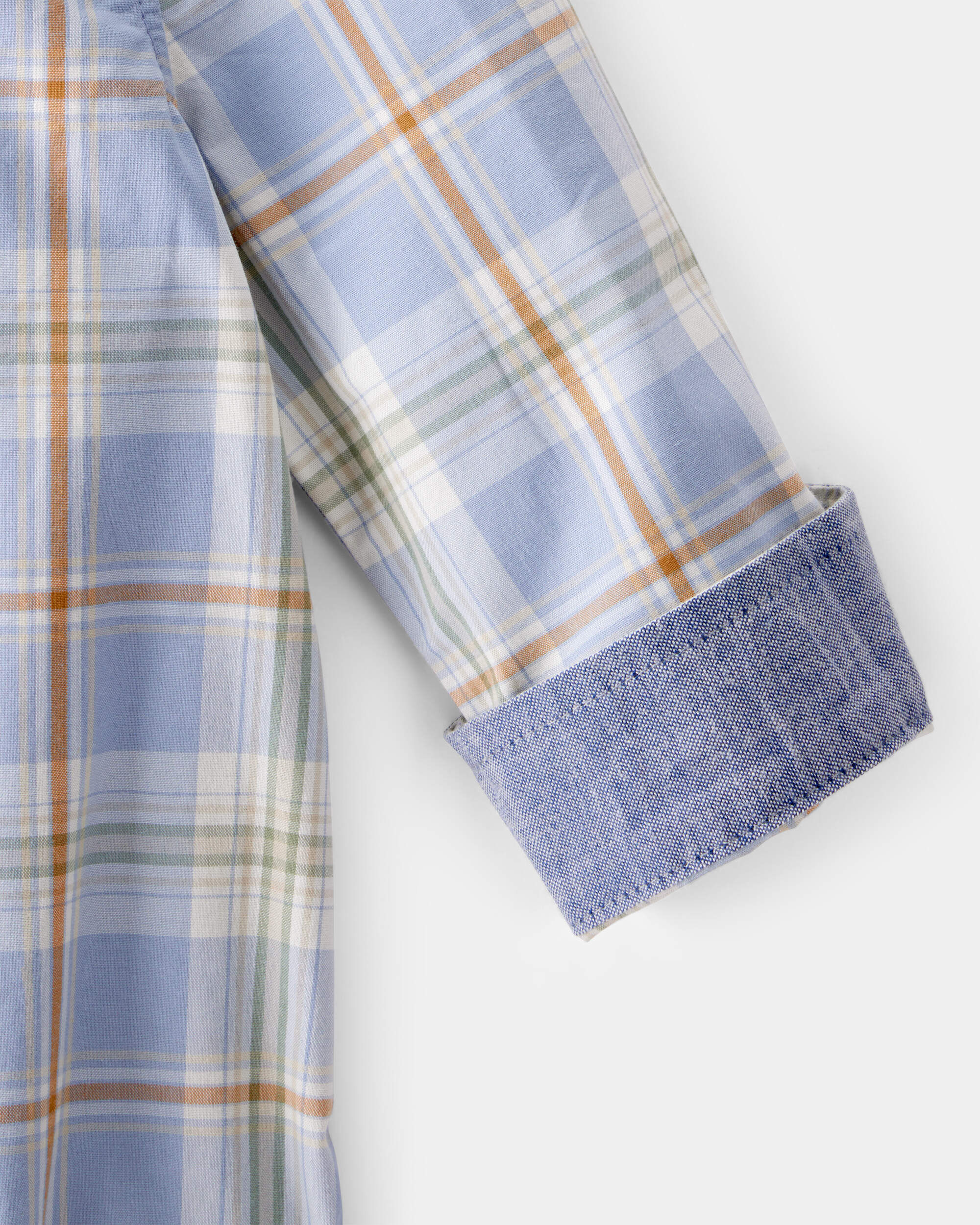 Carter's Baby Poplin Plaid Button-Front Long-Sleeve Bodysuit