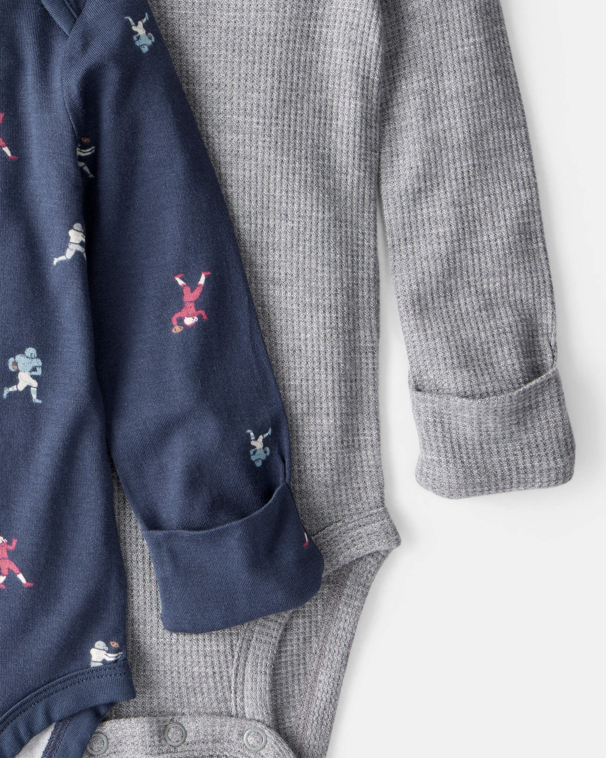 Carter's Baby Boy 2-Piece Football Print PurelySoft Long-Sleeve Multipack Bodysuits - Navy/Grey