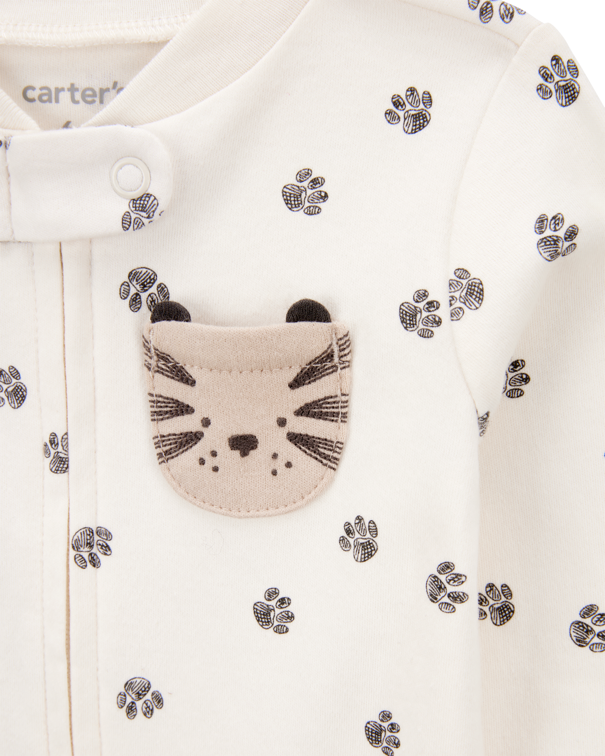Carter's Baby Boy Tiger Print 2-Way Zip Cotton Sleep & Play Pajamas - Ivory