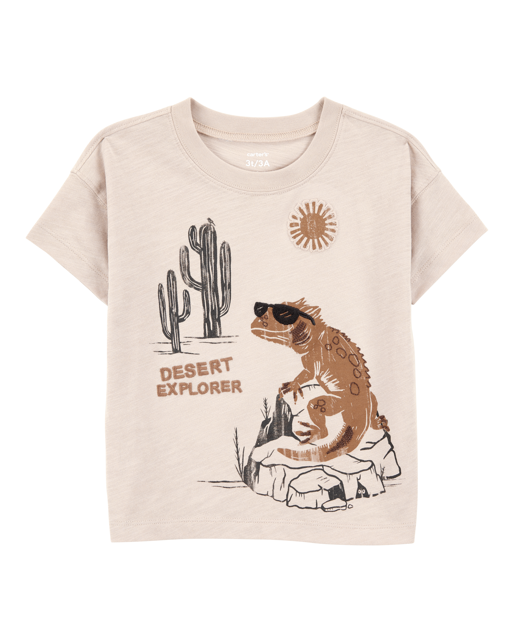 Carter's Baby 2-Piece Desert Lizard Graphic Tee & Striped Pants Set - Ivory/Tan