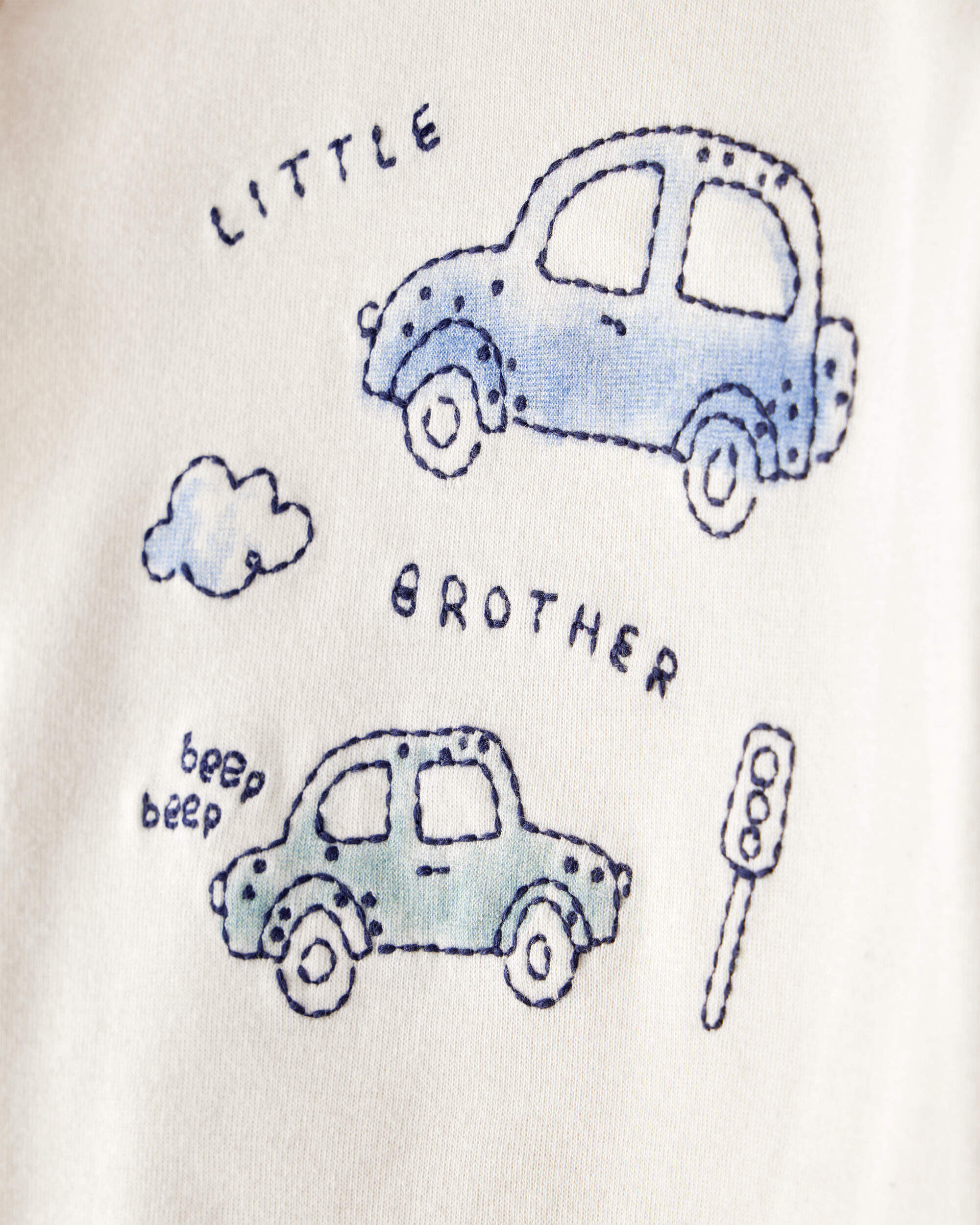 Carter's Baby 2-Piece Car Little Brother Long-Sleeve Bodysuit Pant Set - White/Blue