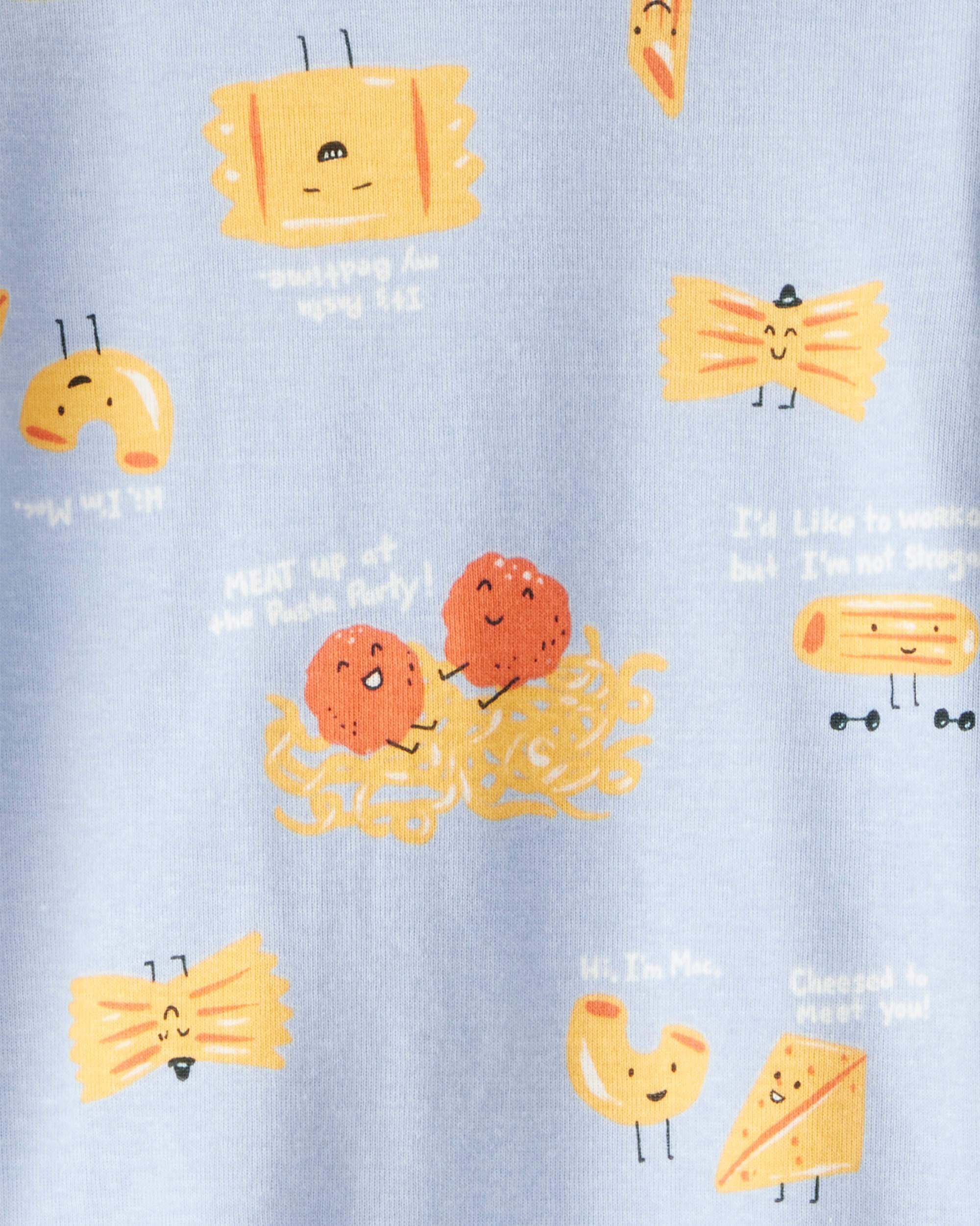 Carter's Toddler Boy Pasta Print 100% Cotton Long-Sleeve 4-Piece Pajamas - Blue