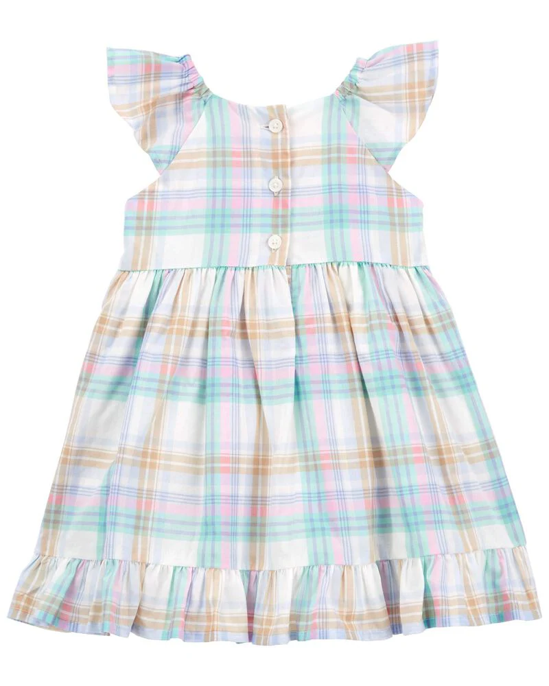 Oshkosh Plaid Flutter Babydoll Dress