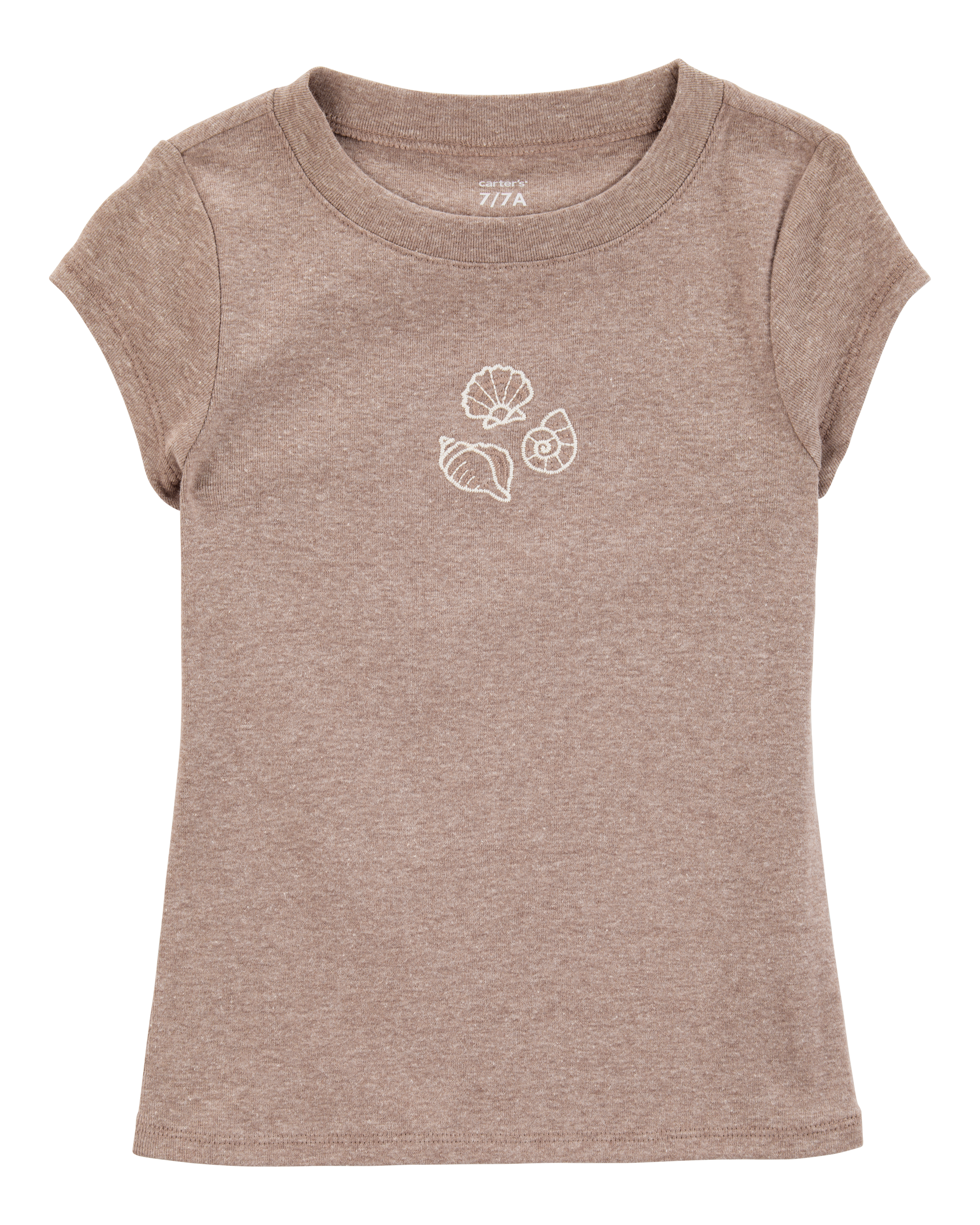 Carter's Kid 2-Piece Seashell Graphic Tee & Striped Linen Look-Alike Flowy Pull-On Shorts Set