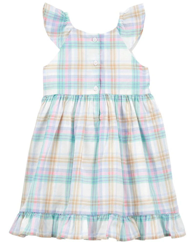 Oshkosh Plaid Flutter Babydoll Dress