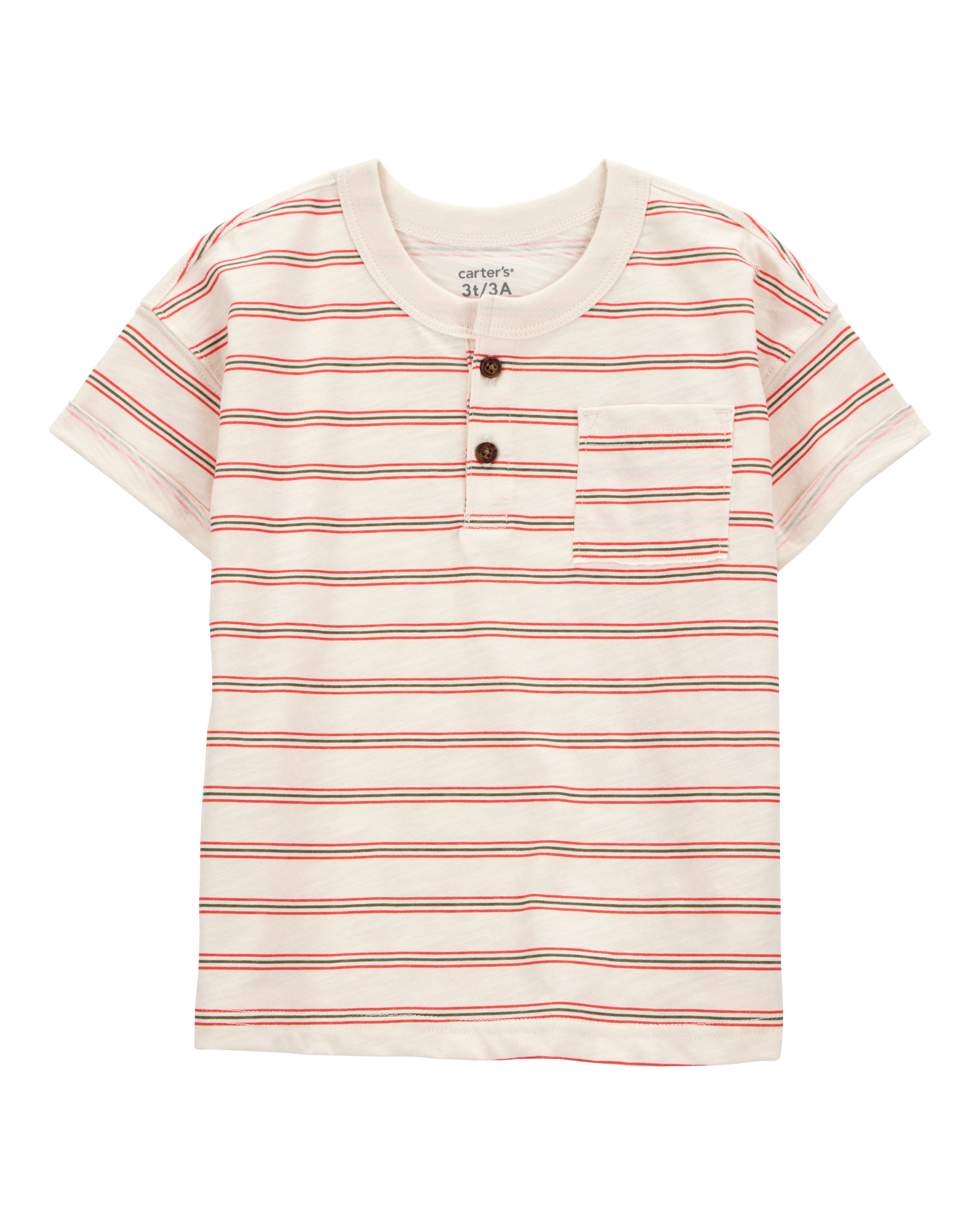Carter's Toddler 2-Piece Striped Slub Jersey Henley & Pull-On Shorts Set