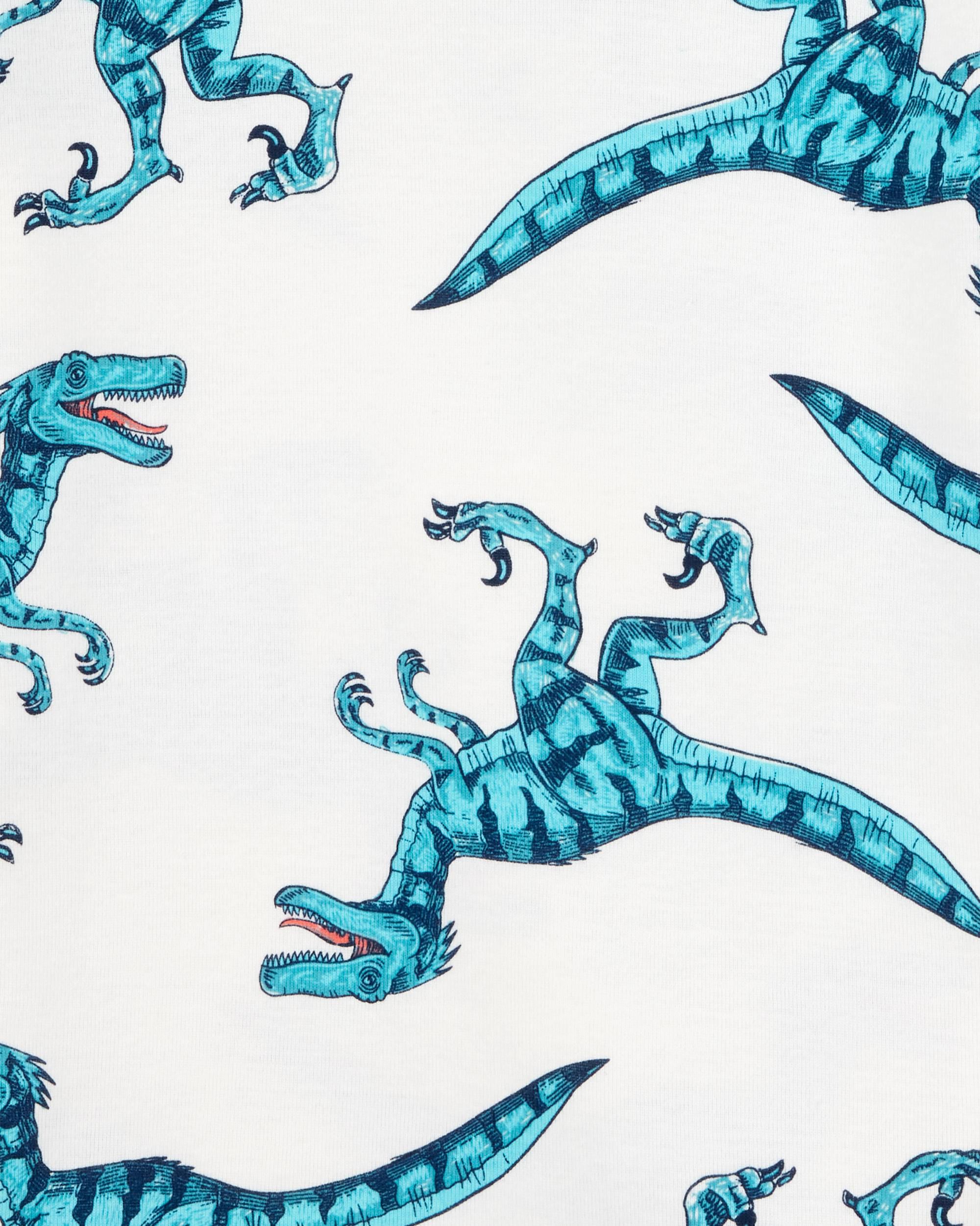 Carter's Kid 4-Piece Striped Dinosaur 100% Snug Fit Cotton Pajamas - Turquoise