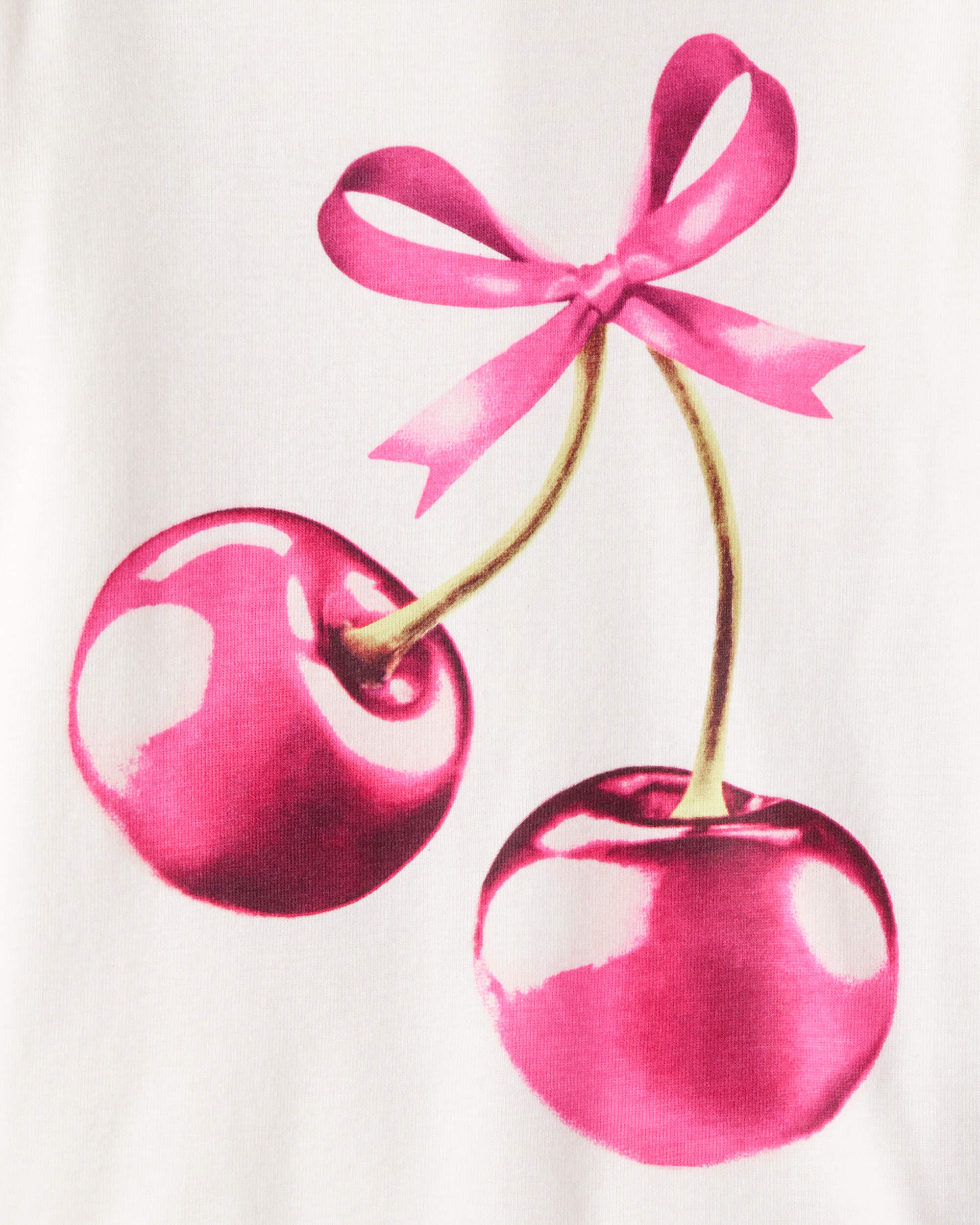 Carter's Girls Cherries Print 100% Cotton Long-Sleeve 4-Piece Pajamas - Pink/White