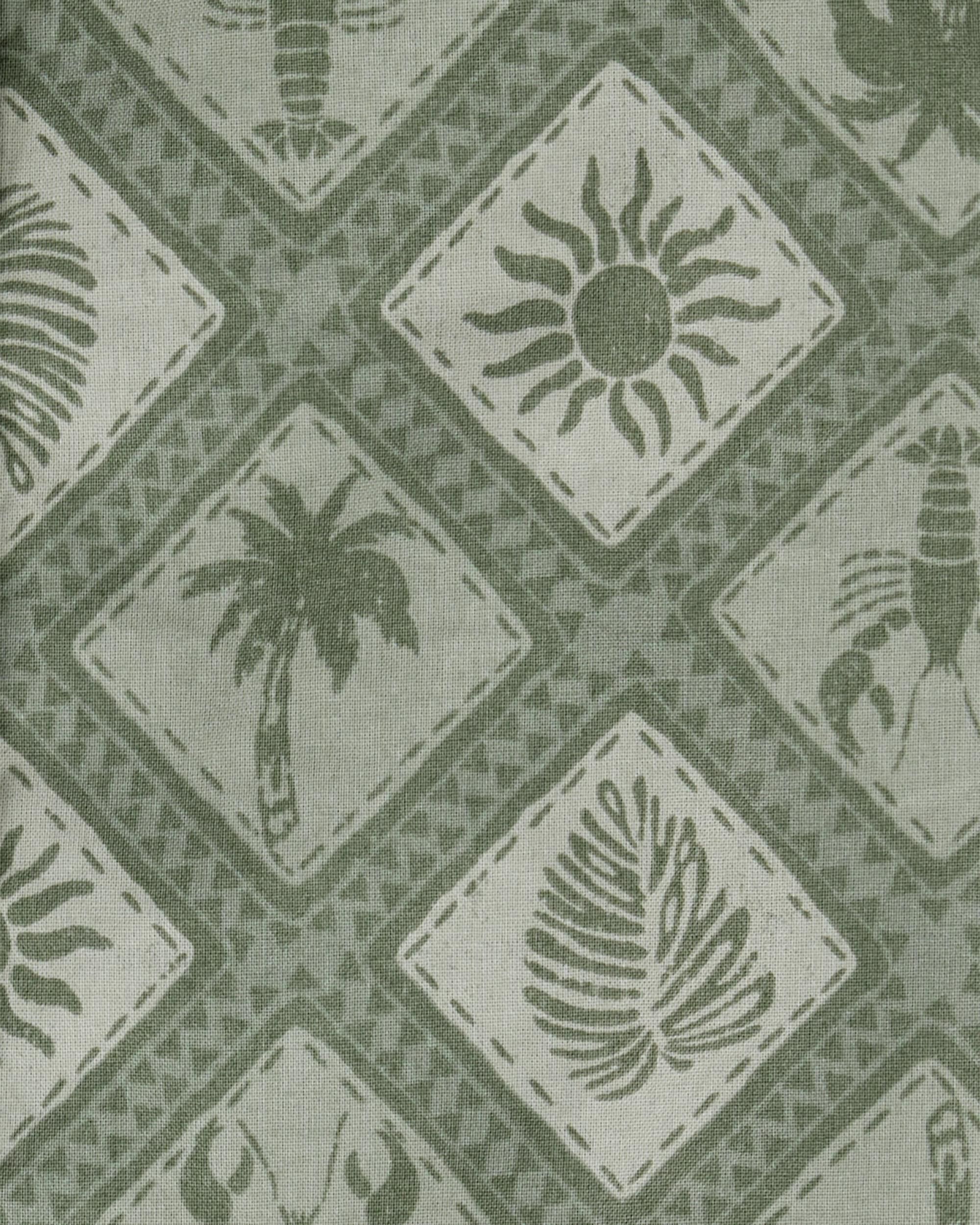 Carter's Toddler 2-Piece Tile Print Button-Down Shirt & Drawstring Shorts Set - Green